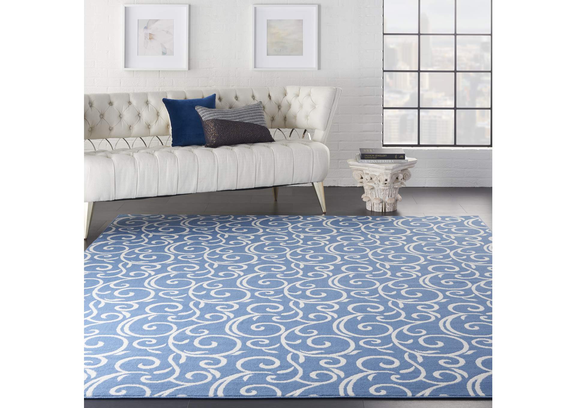 Nourison Grafix GRF19 Blue 8'x10' Large Rug,Nourison