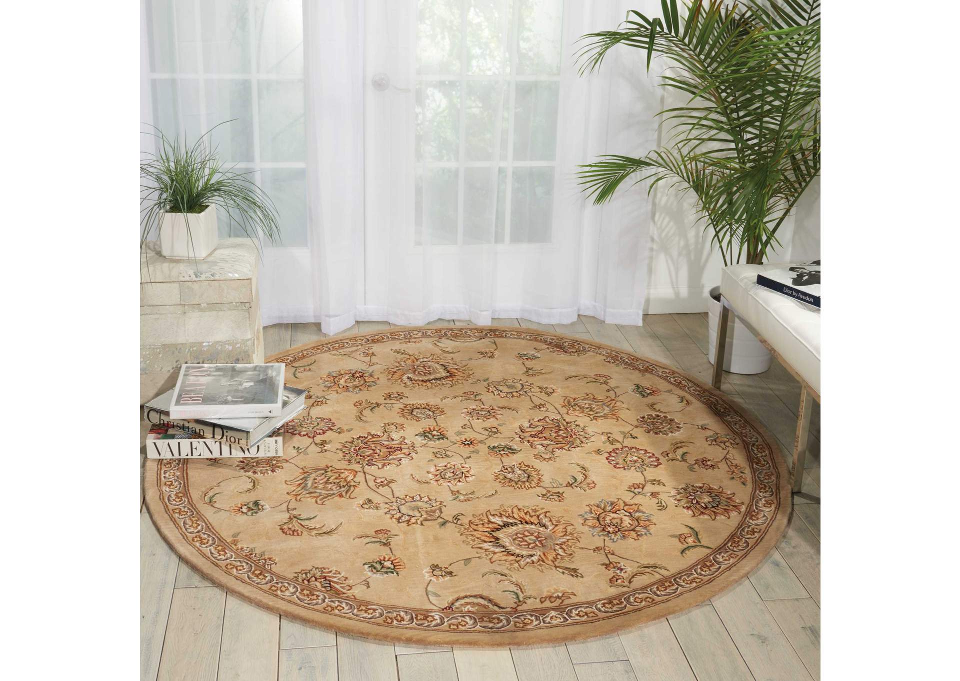 Nourison 2000 2360 Beige 8' Round Area Rug,Nourison