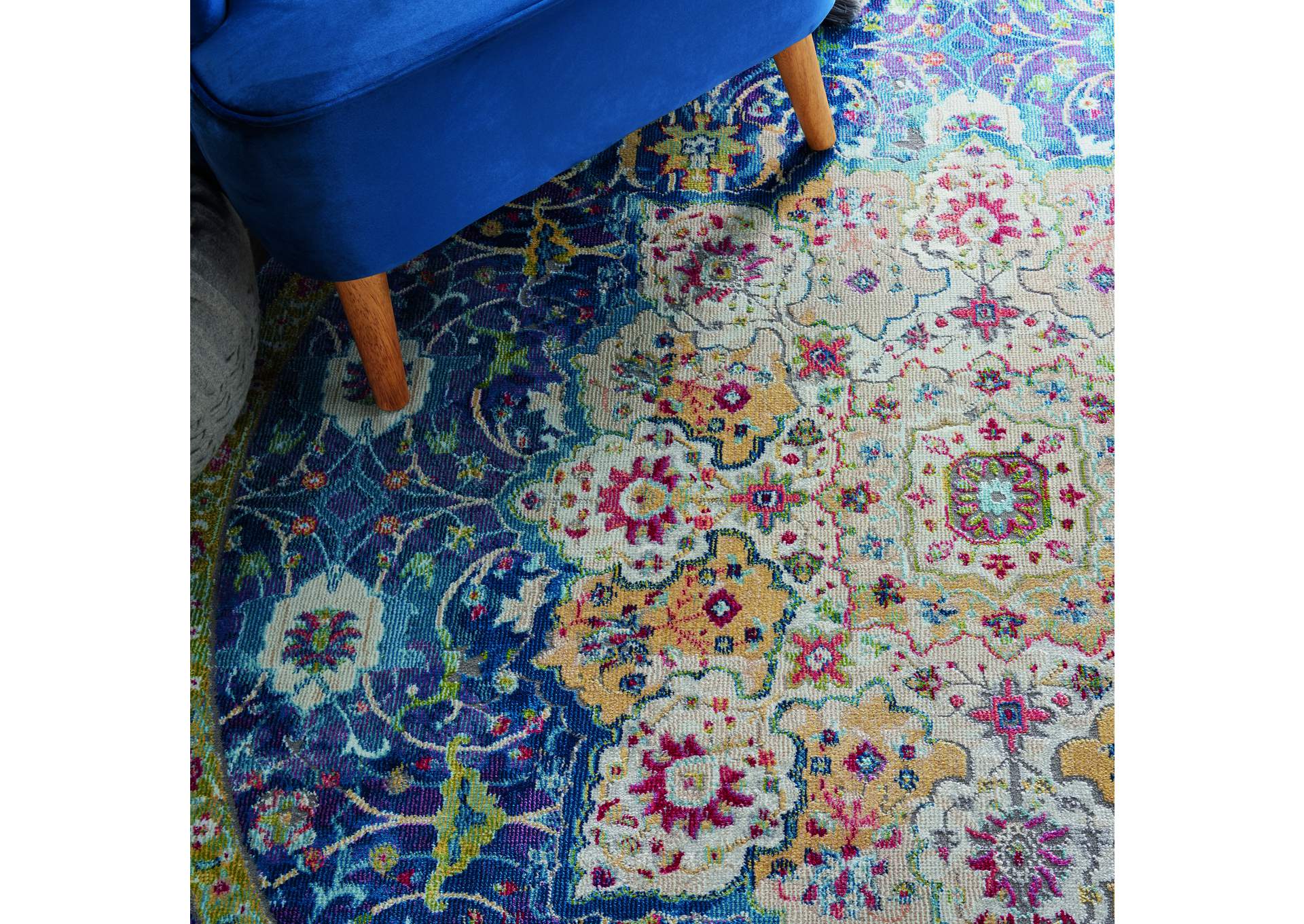 Nourison Ankara Global ANR03 Blue 4' Round Oushak Area Rug,Nourison