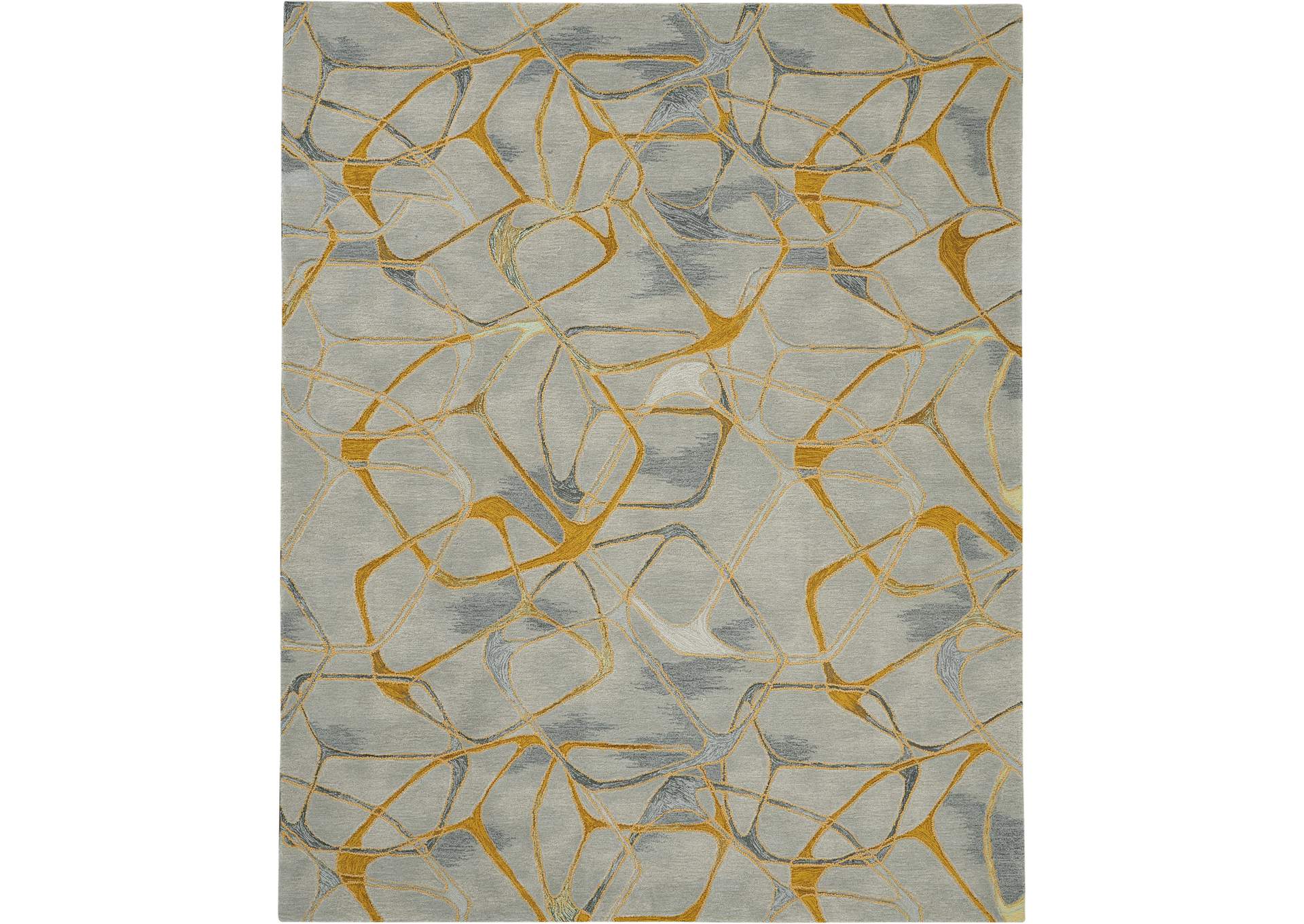 Nourison Symmetry SMM05 Gold and Grey 8'x10' Large Textured Rug,Nourison