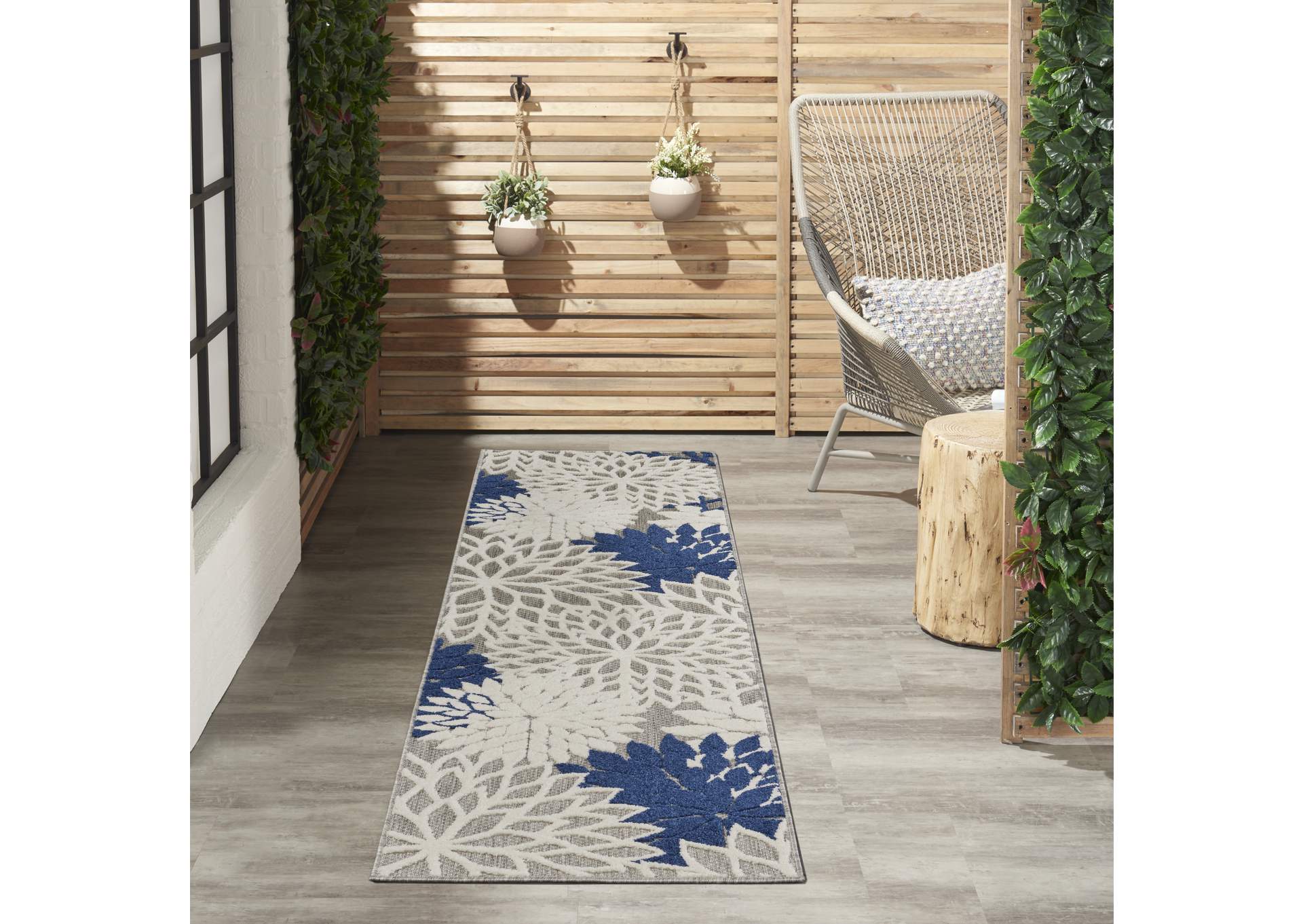 Nourison Aloha 2'x6' Ivory Navy Area Rug,Nourison