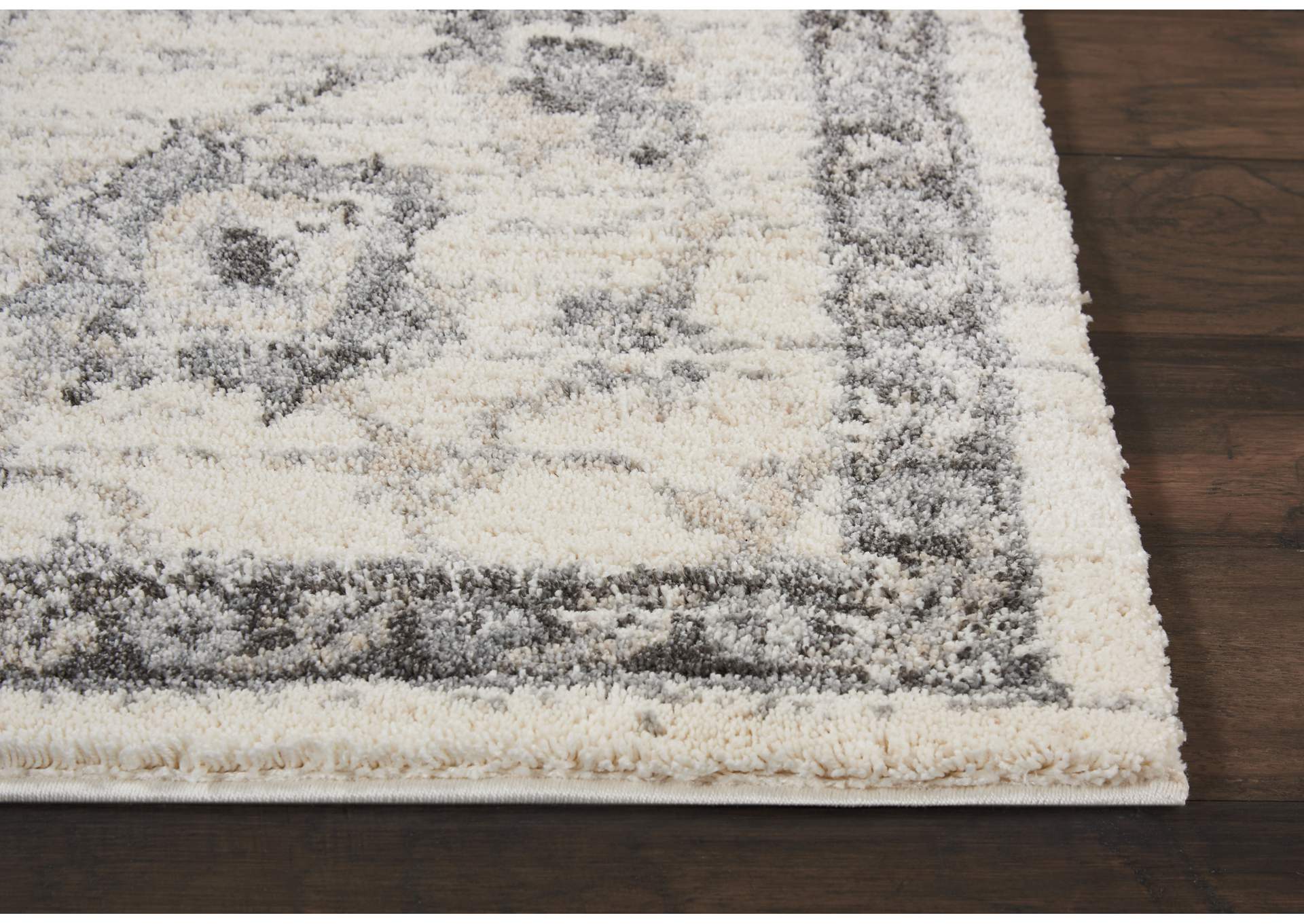 Nourison Fusion FSS15 Cream and Grey 4'x6' Vintage Area Rug,Nourison