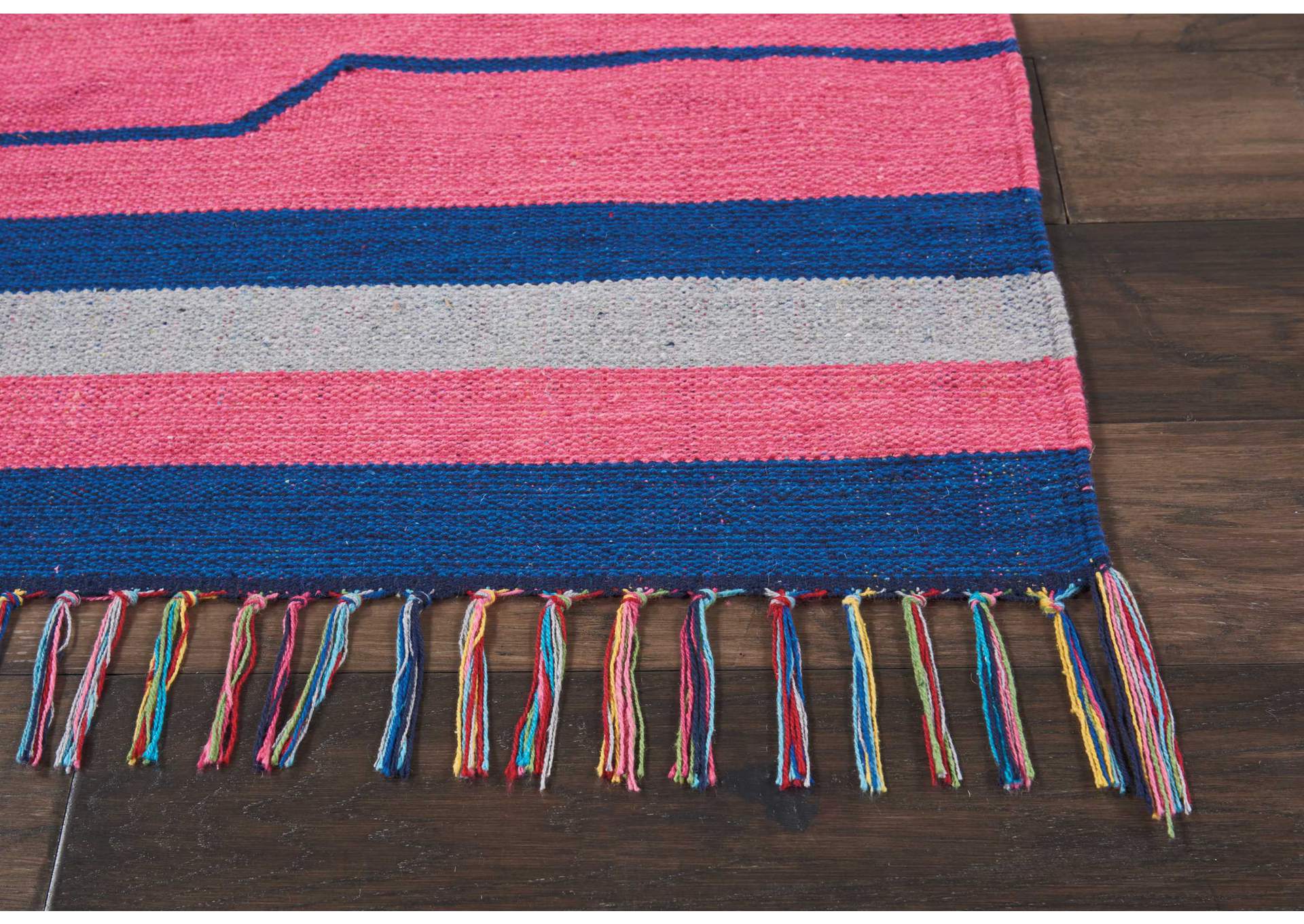Nourison Baja BAJ01 Pink and Blue 8'x10' Large Flat Weave Rug,Nourison