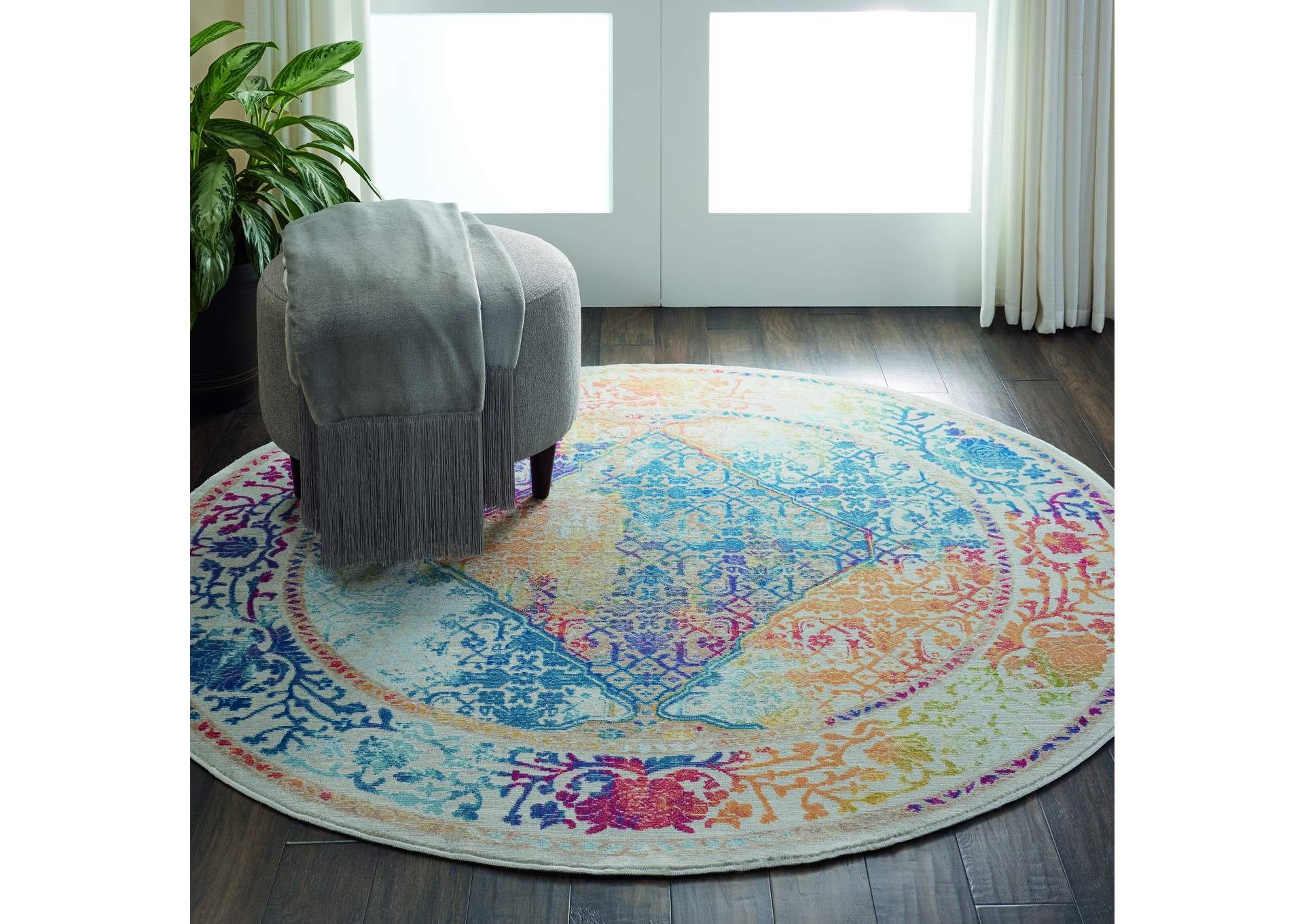 Nourison Ankara Global ANR04 Multicolor 6' Round Boho Area Rug,Nourison