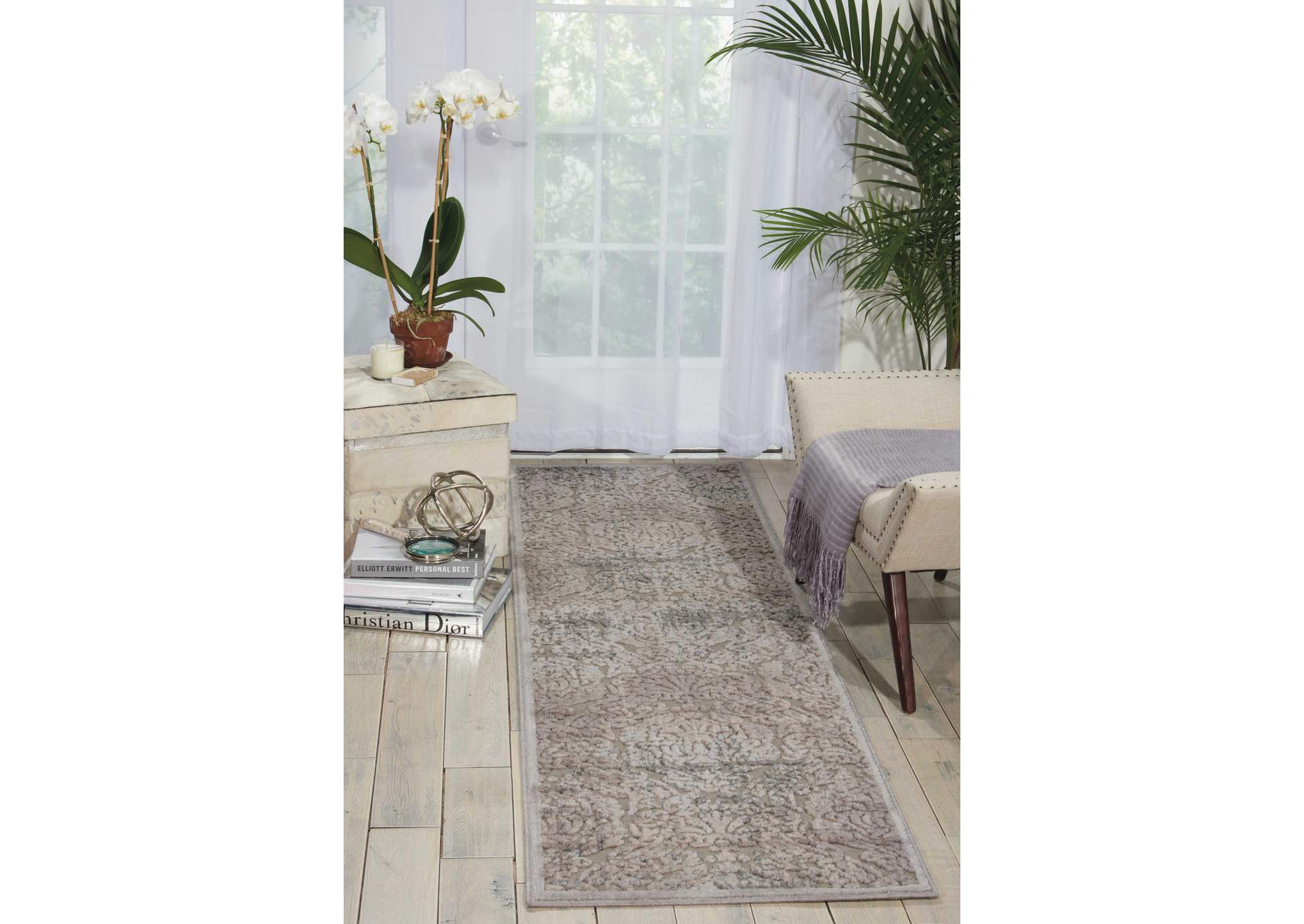 Nourison Graphic Illusions GIL09 Grey 8' Runner Hallway Rug,Nourison