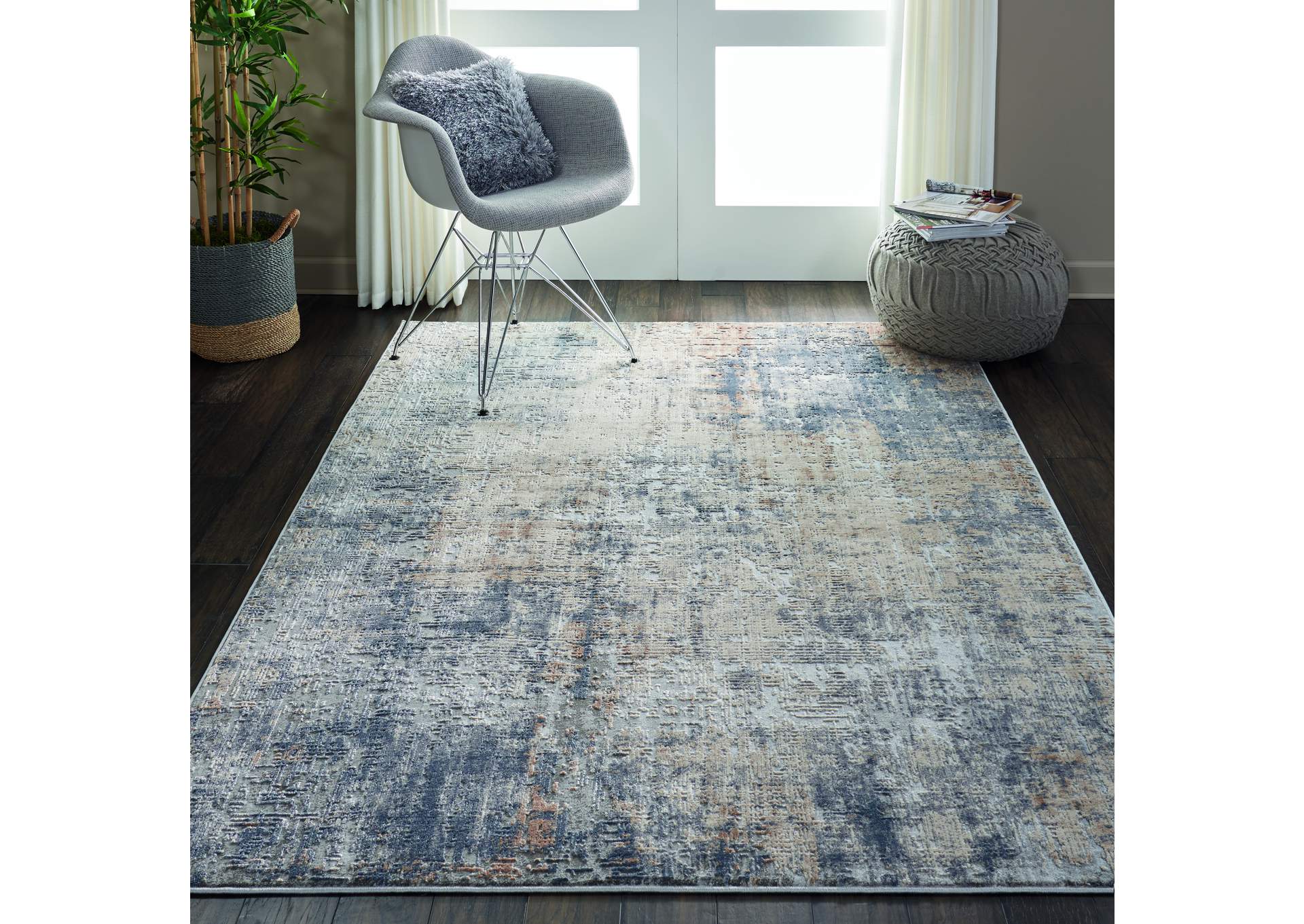 Nourison Rustic Textures RUS01 Grey and Beige 4'x6' Rustic Area Rug,Nourison