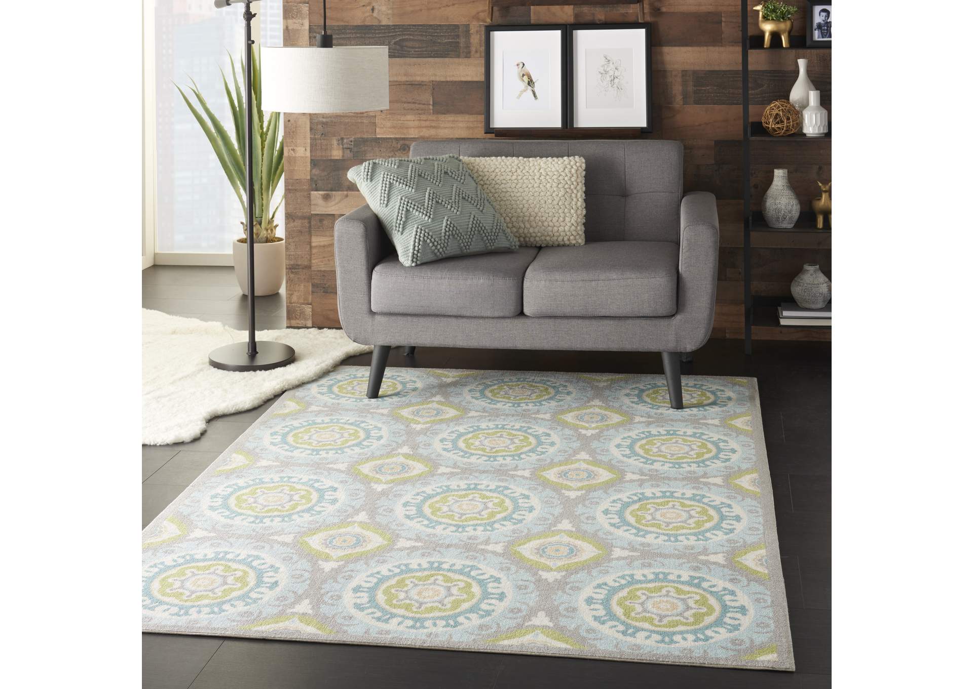 Waverly Sun N Shade SND16 Green 5'x8' Area Rug,Nourison