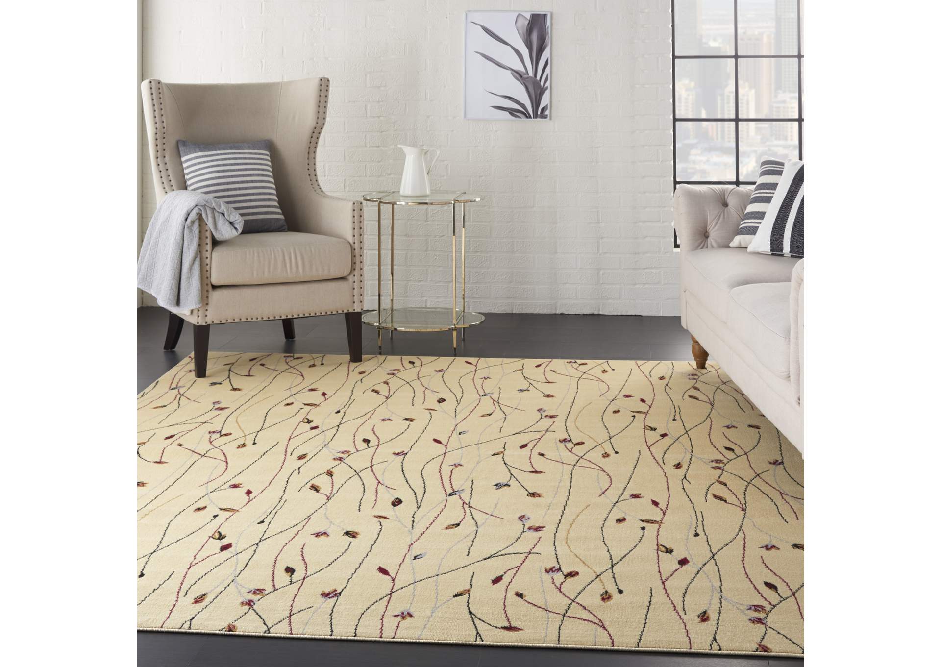 Nourison Grafix GRF15 Cream White 8'x10' Large Rug,Nourison