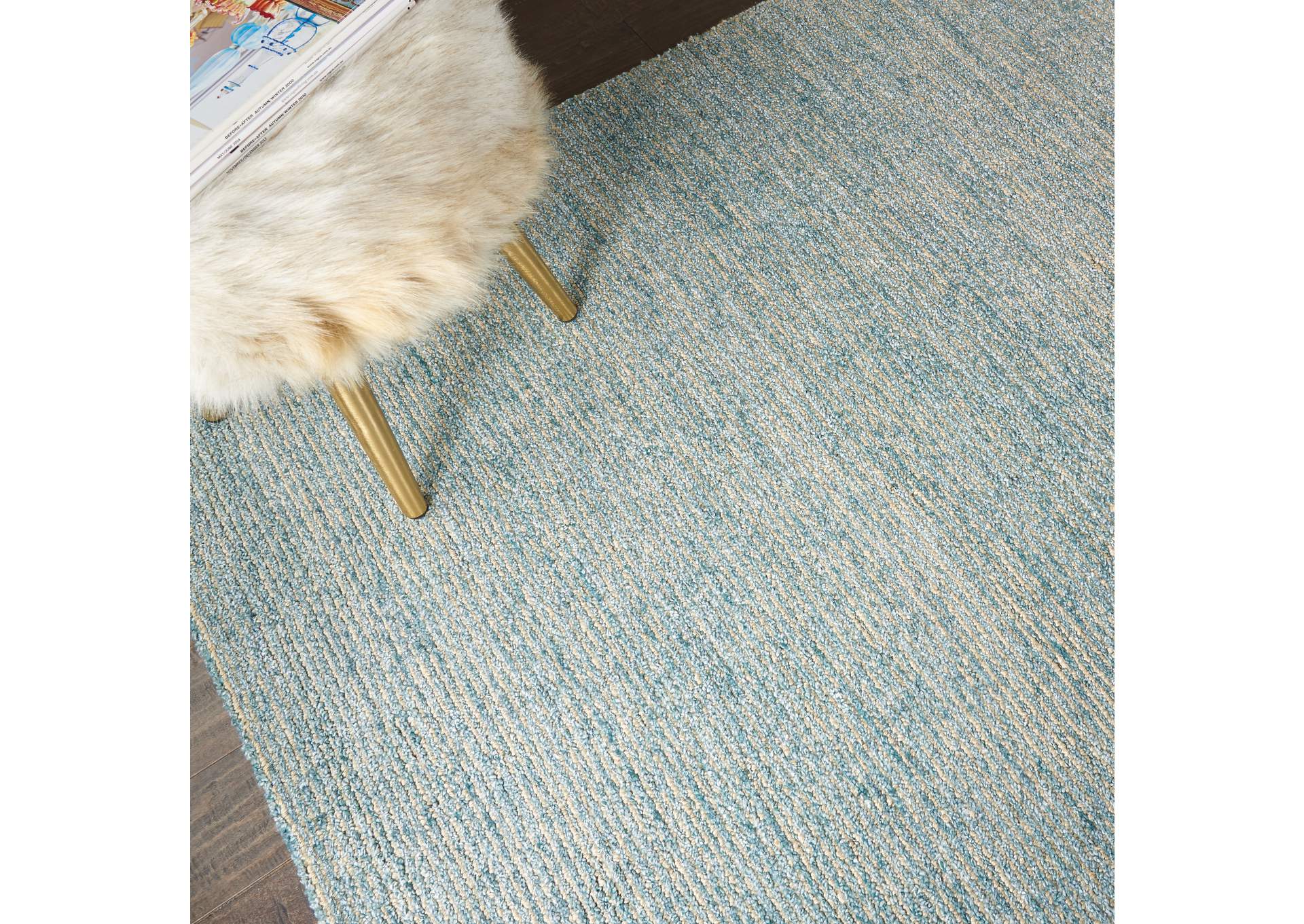 Nourison Weston WES01 Light Blue 4'x6' Contemporary Area Rug,Nourison