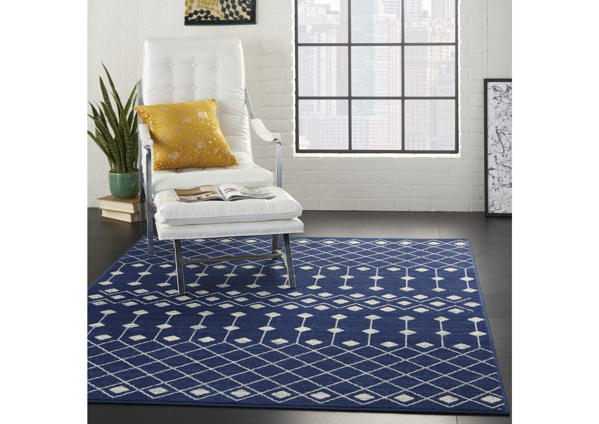 Nourison Grafix 6'x9' Navy Area Rug,Nourison