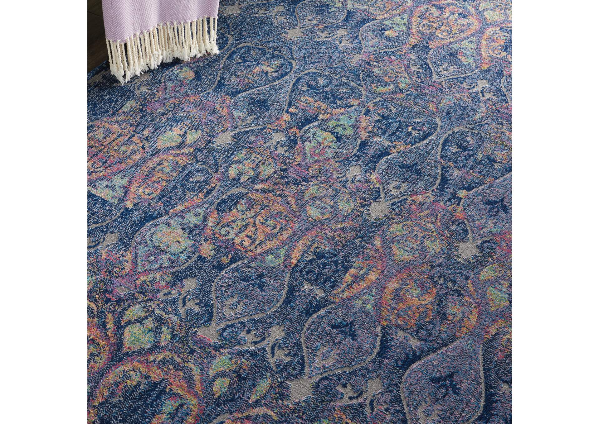 Nourison Ankara Global ANR08 Navy Blue Multicolor 4'x6' Moroccan Area Rug,Nourison