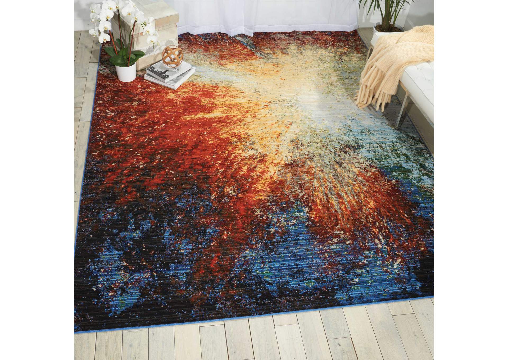 Nourison Chroma CRM02 Red Multicolor 10'x13' Oversized Rug,Nourison