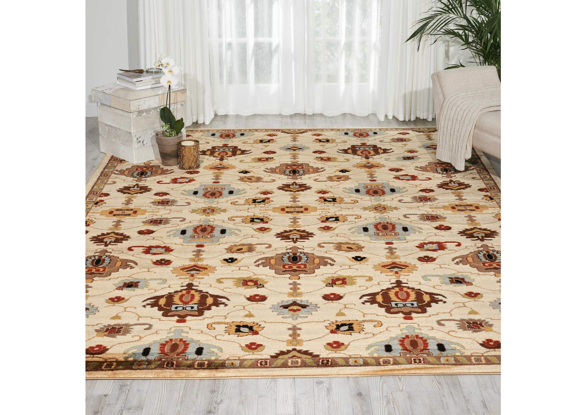Nourison Delano DEL02 White Multicolor 8'x11' Rug,Nourison