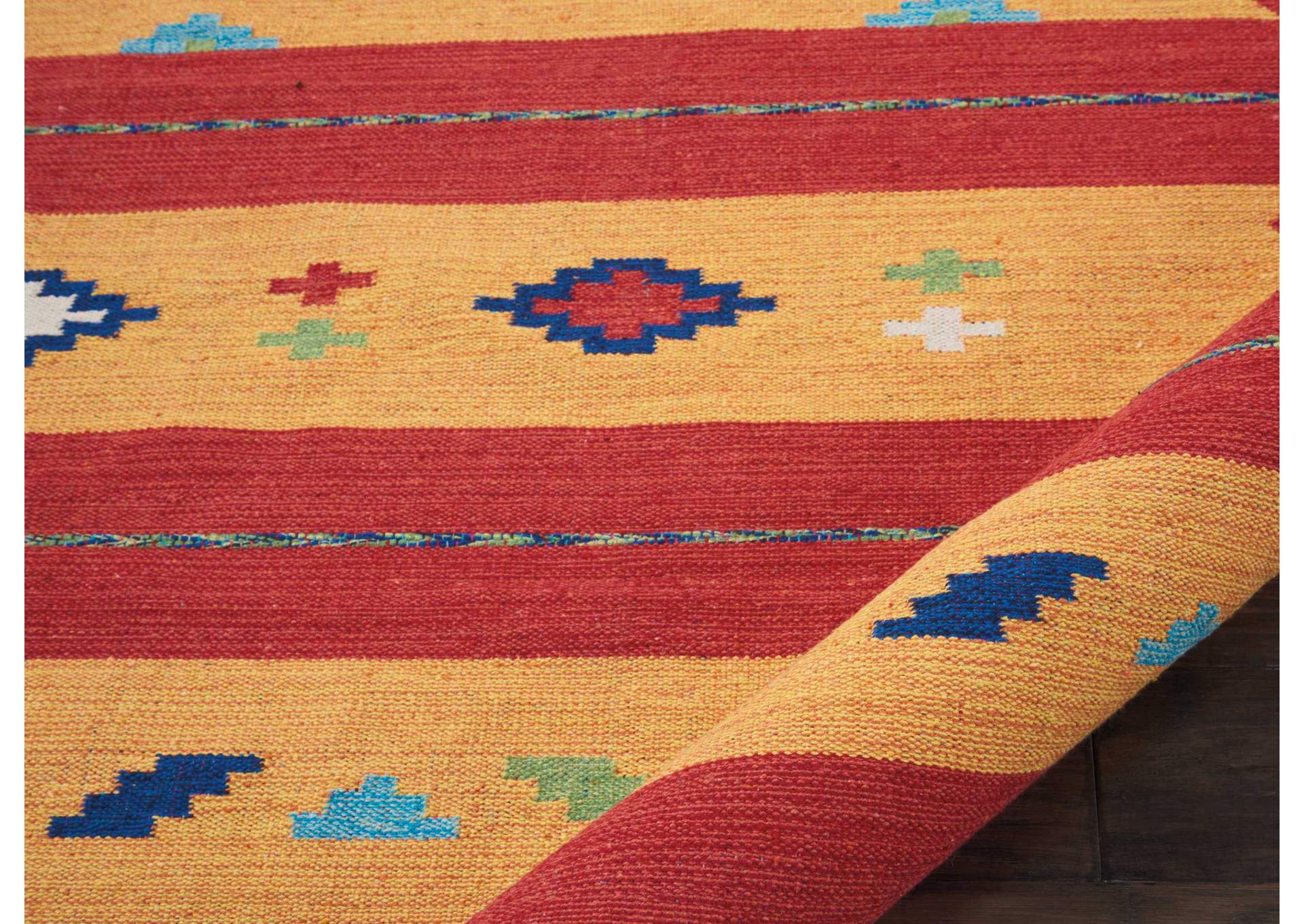 Nourison Baja BAJ02 Orange 8'x10' Large Flat Weave Rug,Nourison