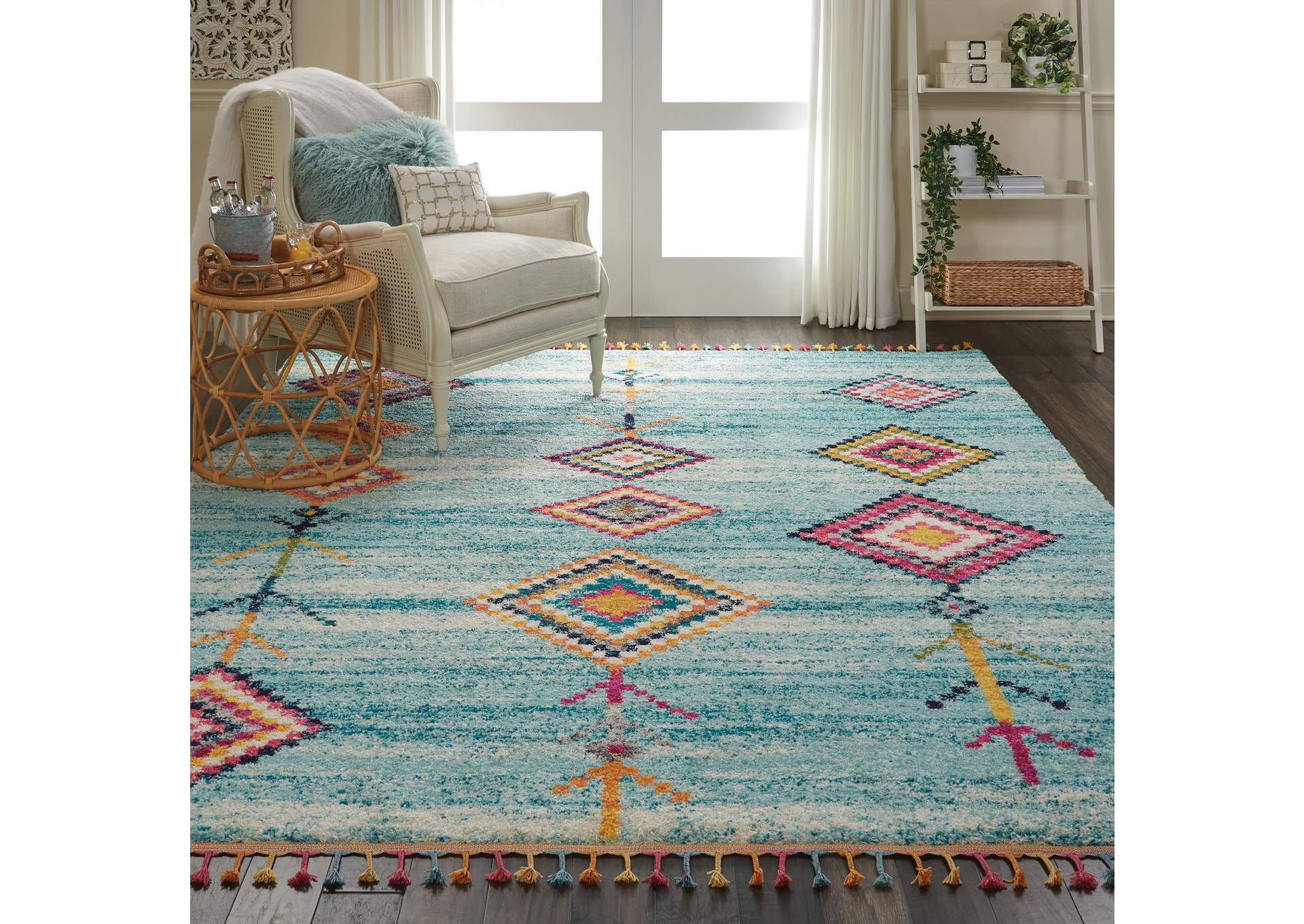 Nourison Nomad NMD04 Aqua Multicolor 9'x12' Oversized Rug,Nourison