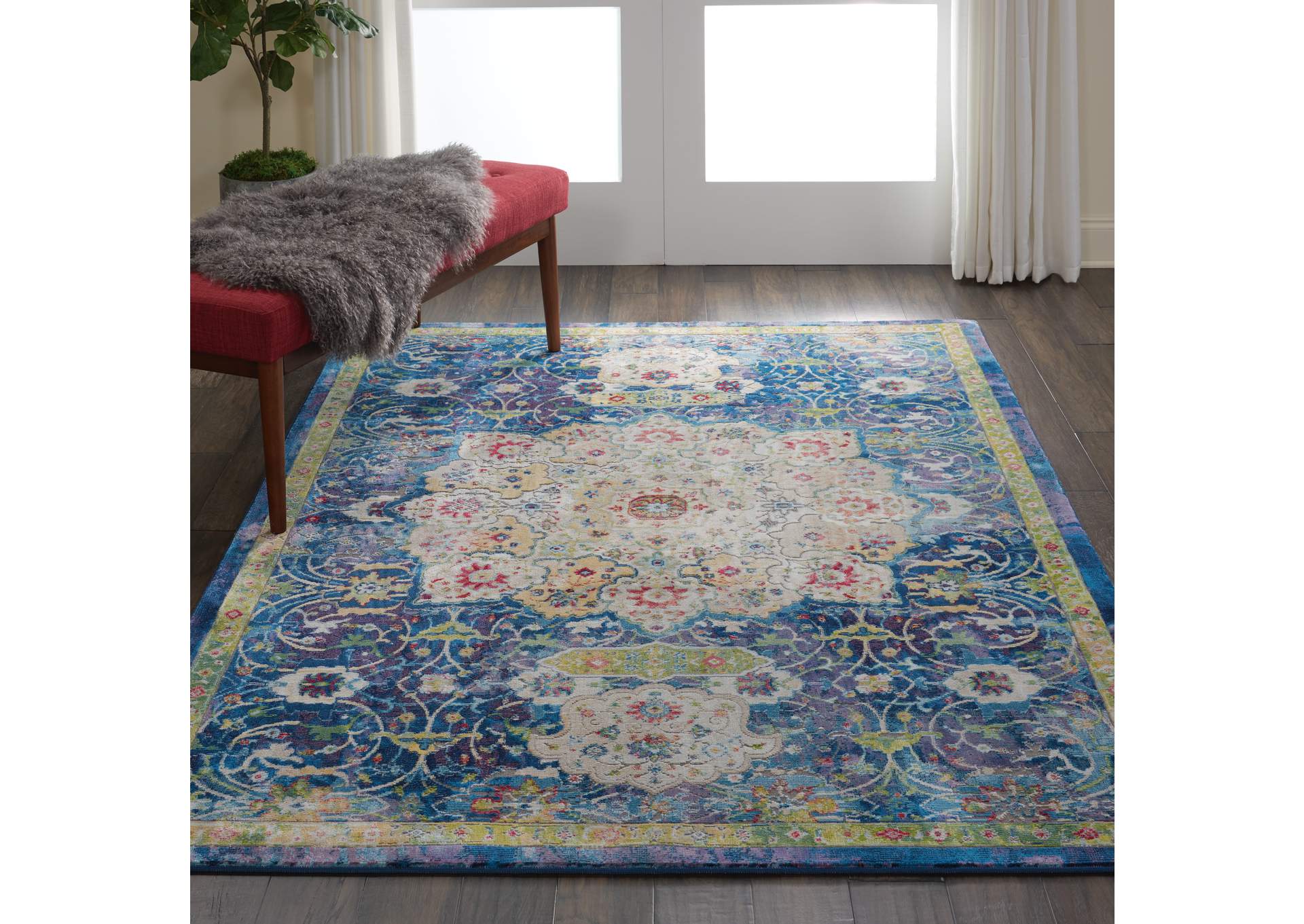 Nourison Ankara Global ANR03 Blue 5'x8' Oushak Area Rug,Nourison