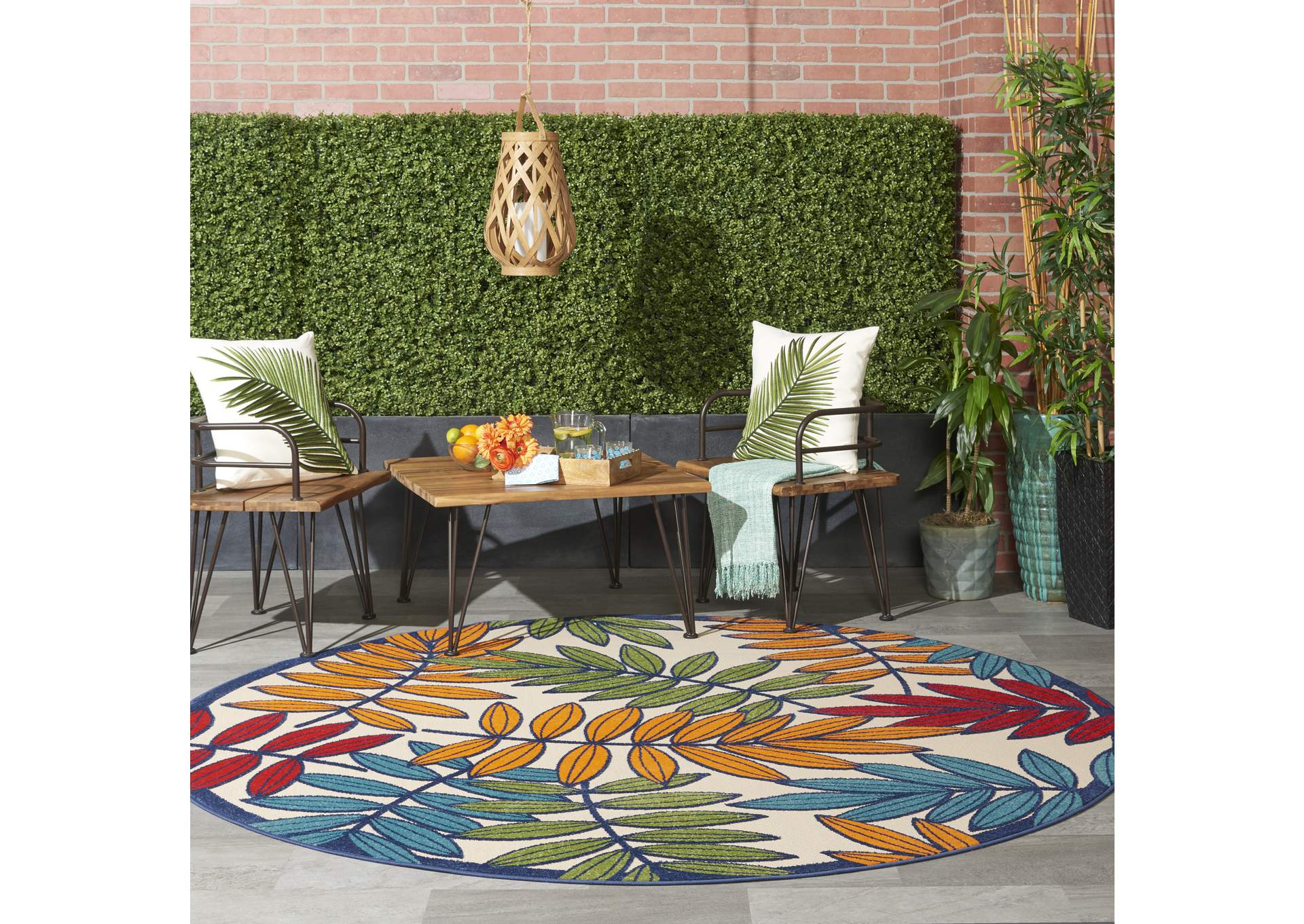 Nourison Aloha ALH18 Multicolor 8'xRound Indoor-outdoor Rug,Nourison