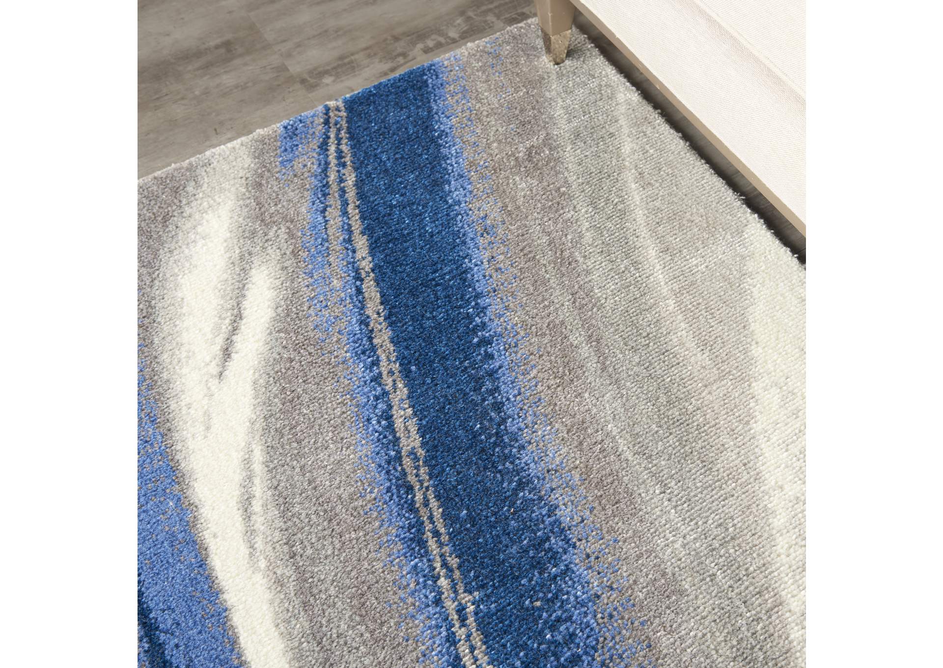 Nourison Twilight TWI28 Ivory and Blue 6'x8' Beach Area Rug,Nourison