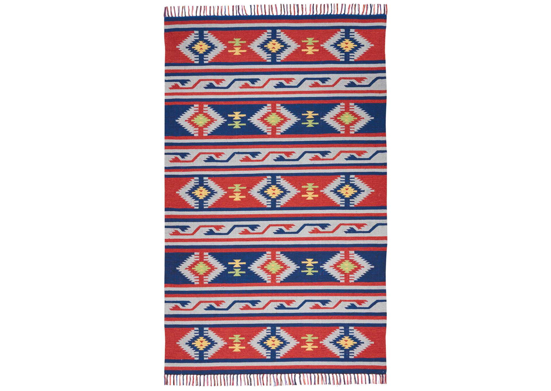 Nourison Baja BAJ03 Blue and Red 8'x10' Large Flat Weave Rug,Nourison