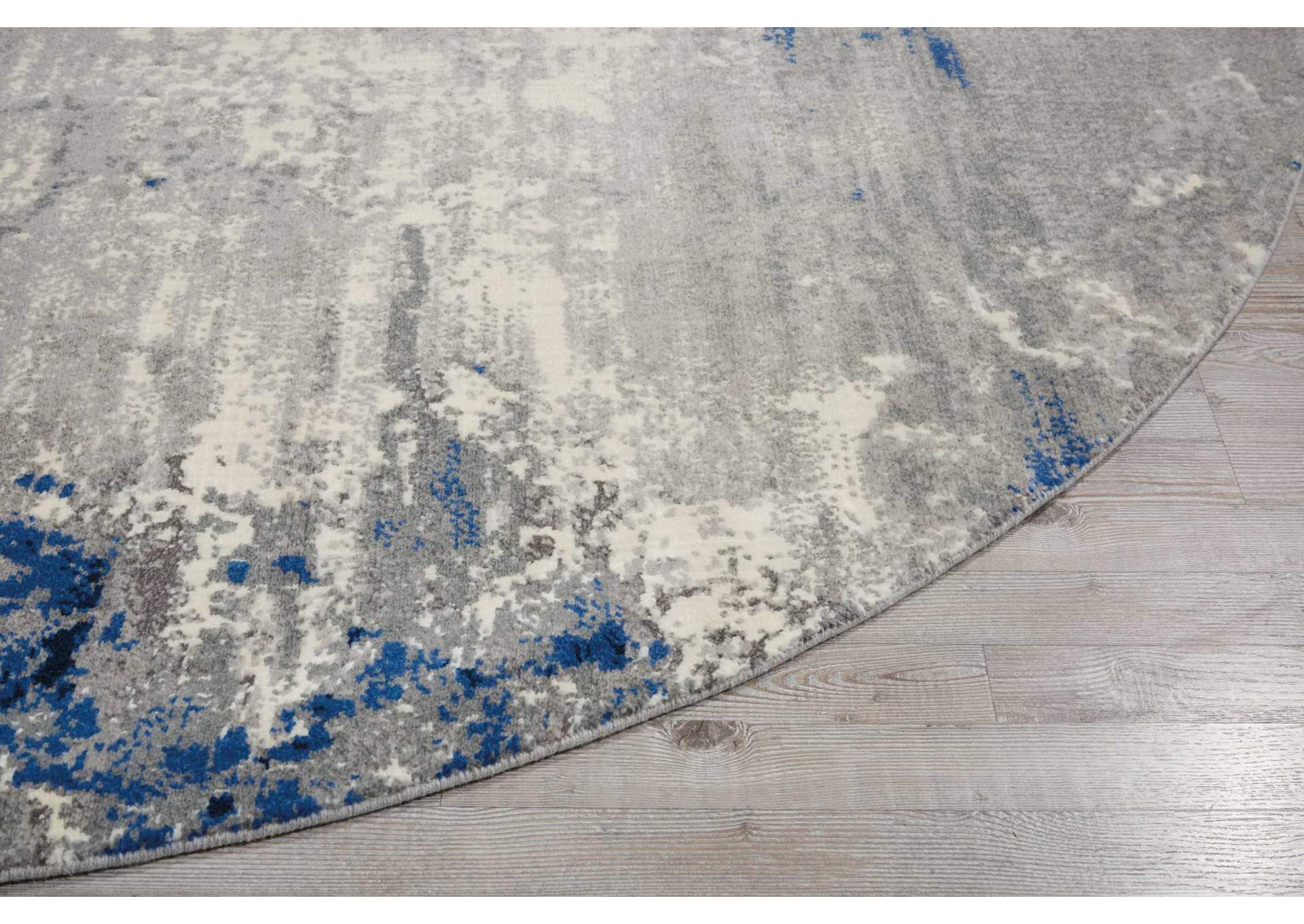 Nourison Twilight TWI22 Blue and Grey 8' Round Large Rug,Nourison