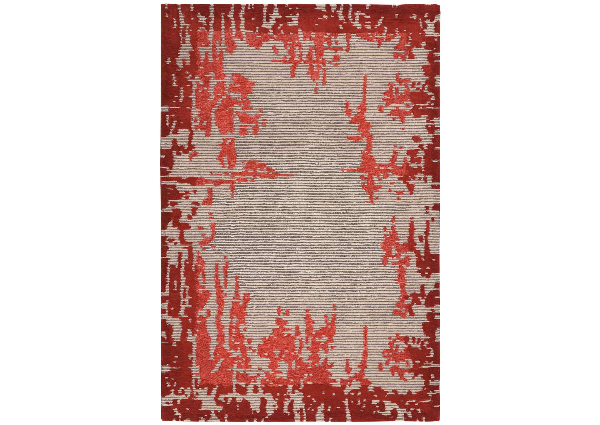 Nourison Symmetry SMM02 Ivory and Red 4'x6' Area Rug,Nourison