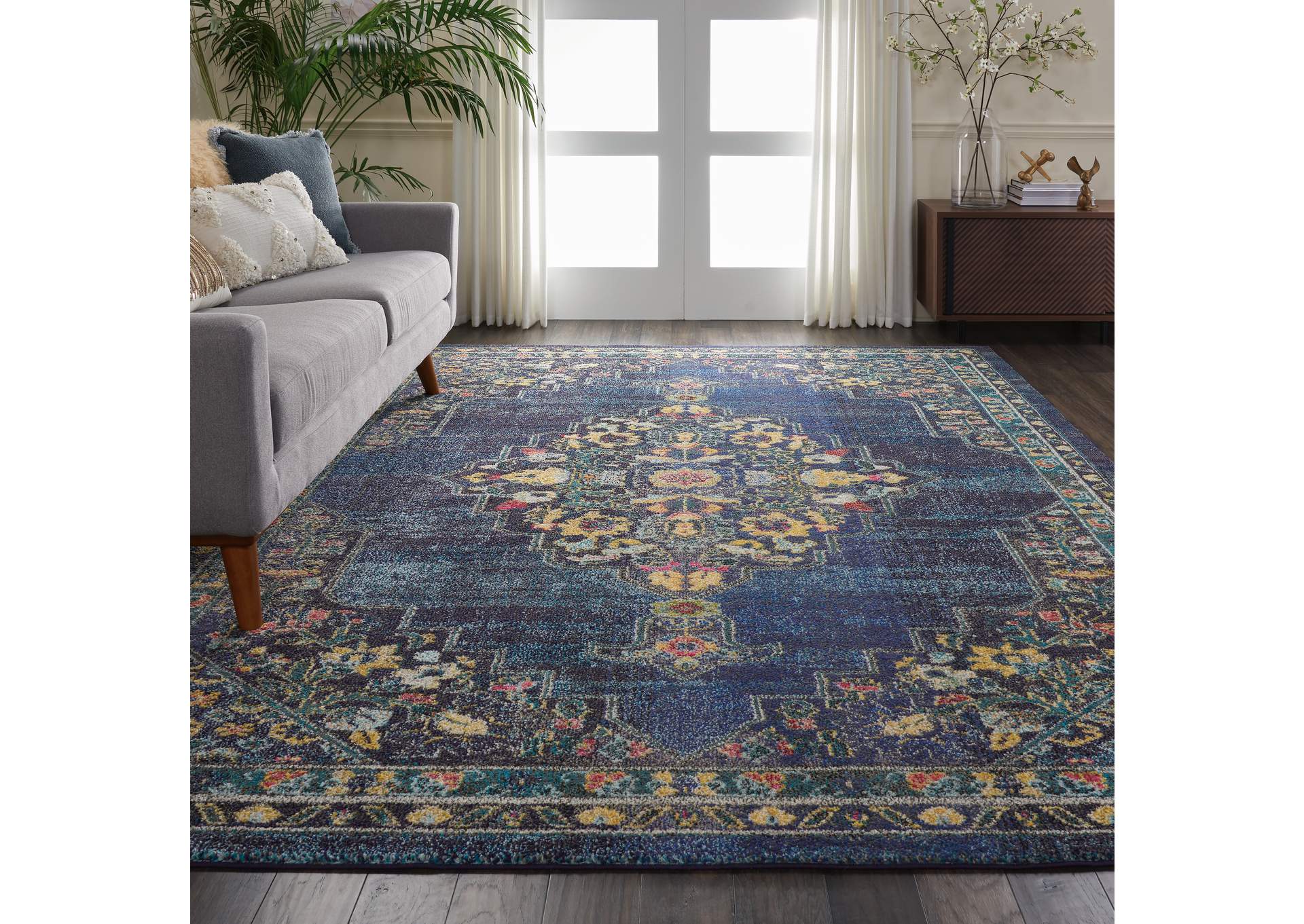 Nourison Passionate PST01 Dark Blue Multicolor 8'x10' Large Rug,Nourison