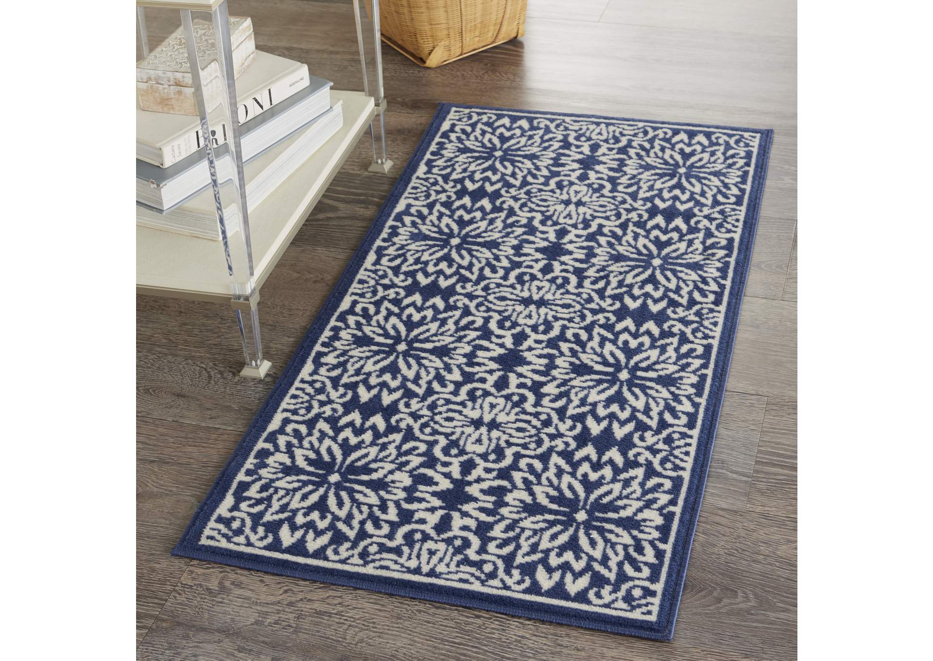 Nourison Jubilant 2' x 4' Navy Ivory Transitional Area Rug,Nourison