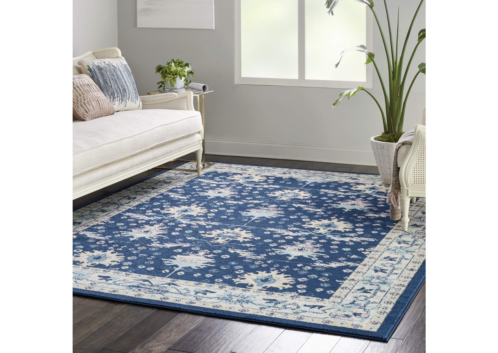 Nourison Tranquil TRA10 Navy Blue 8'x10' Large Rug,Nourison