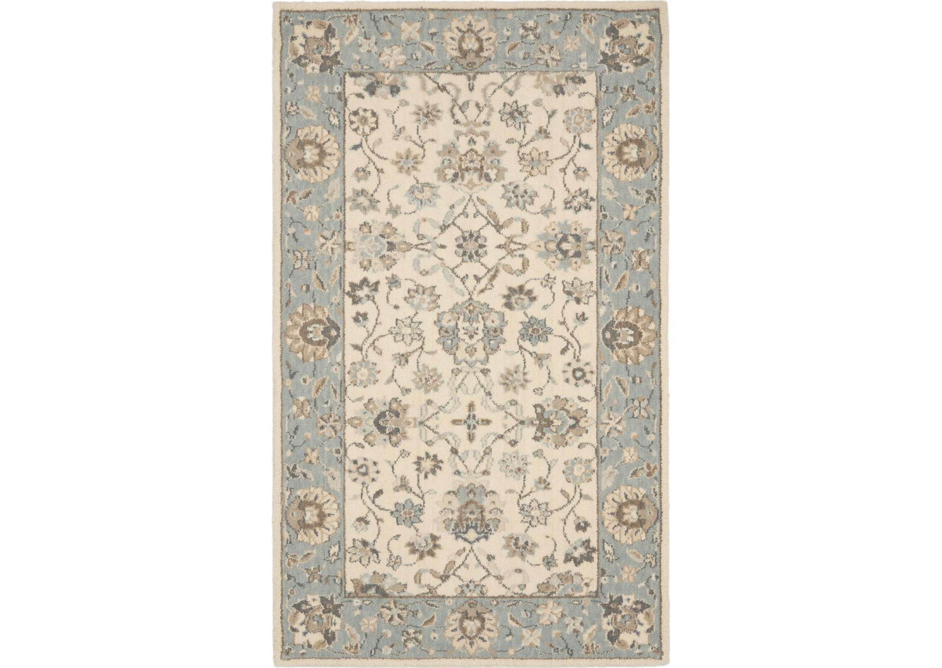 Nourison Living Treasures 3' x 4' Ivory and Aqua Area Rug,Nourison