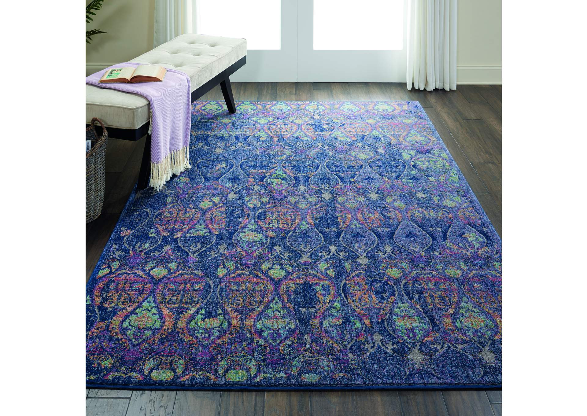 Nourison Ankara Global ANR08 Navy Blue Multicolor 4'x6' Moroccan Area Rug,Nourison