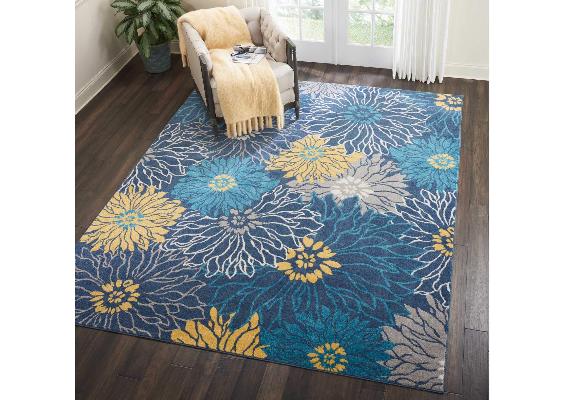Nourison Passion PSN17 Blue 8'x10' Large Rug,Nourison