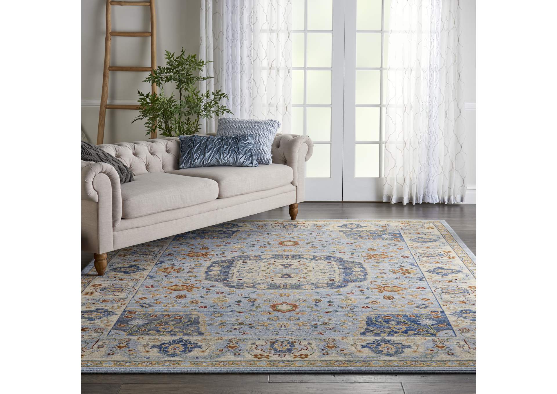Nourison Majestic 8'x10' Light Blue Multicolor Persian Area Rug,Nourison