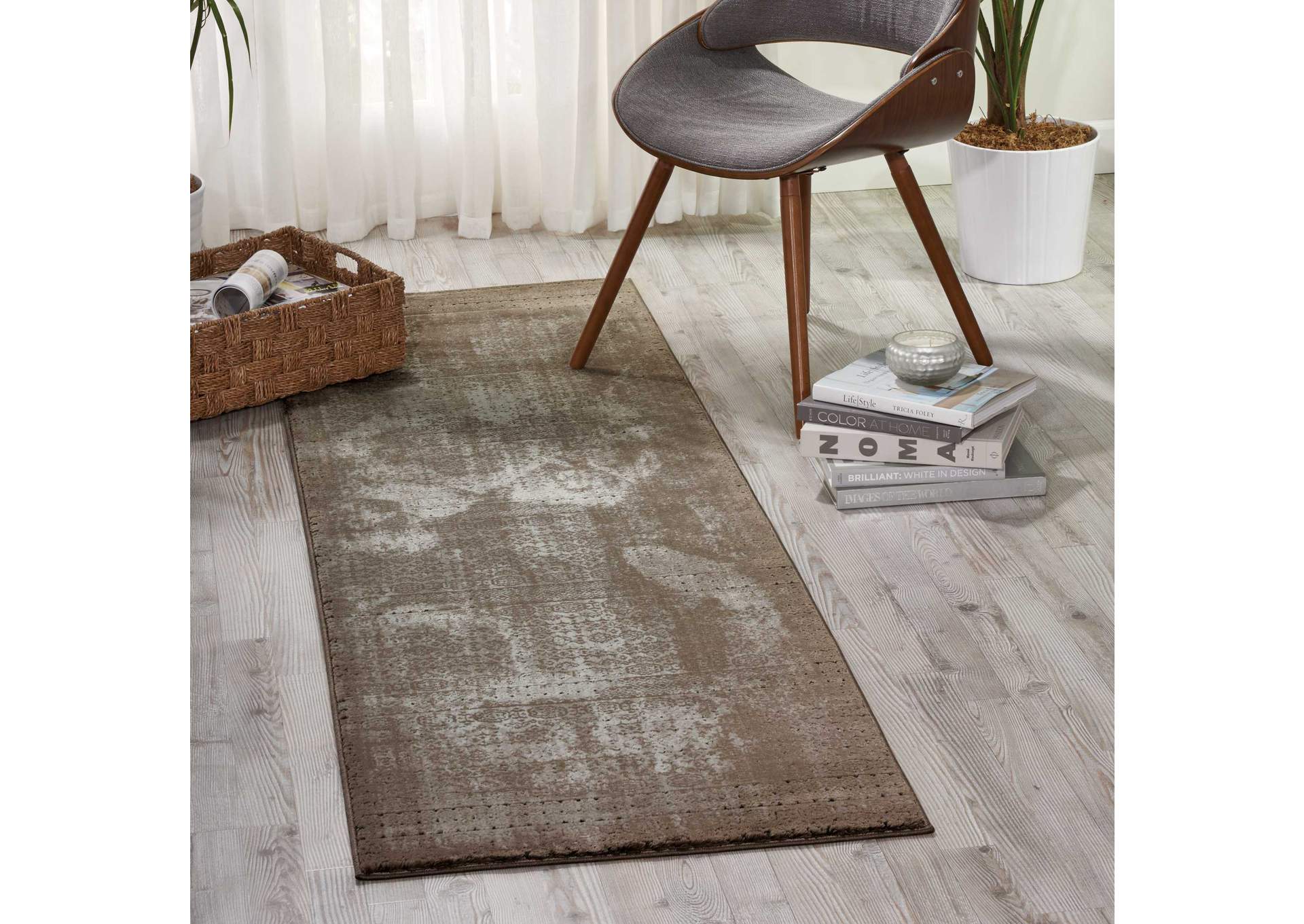 Nourison Karma KRM01 Beige 8' Runner Hallway Rug,Nourison