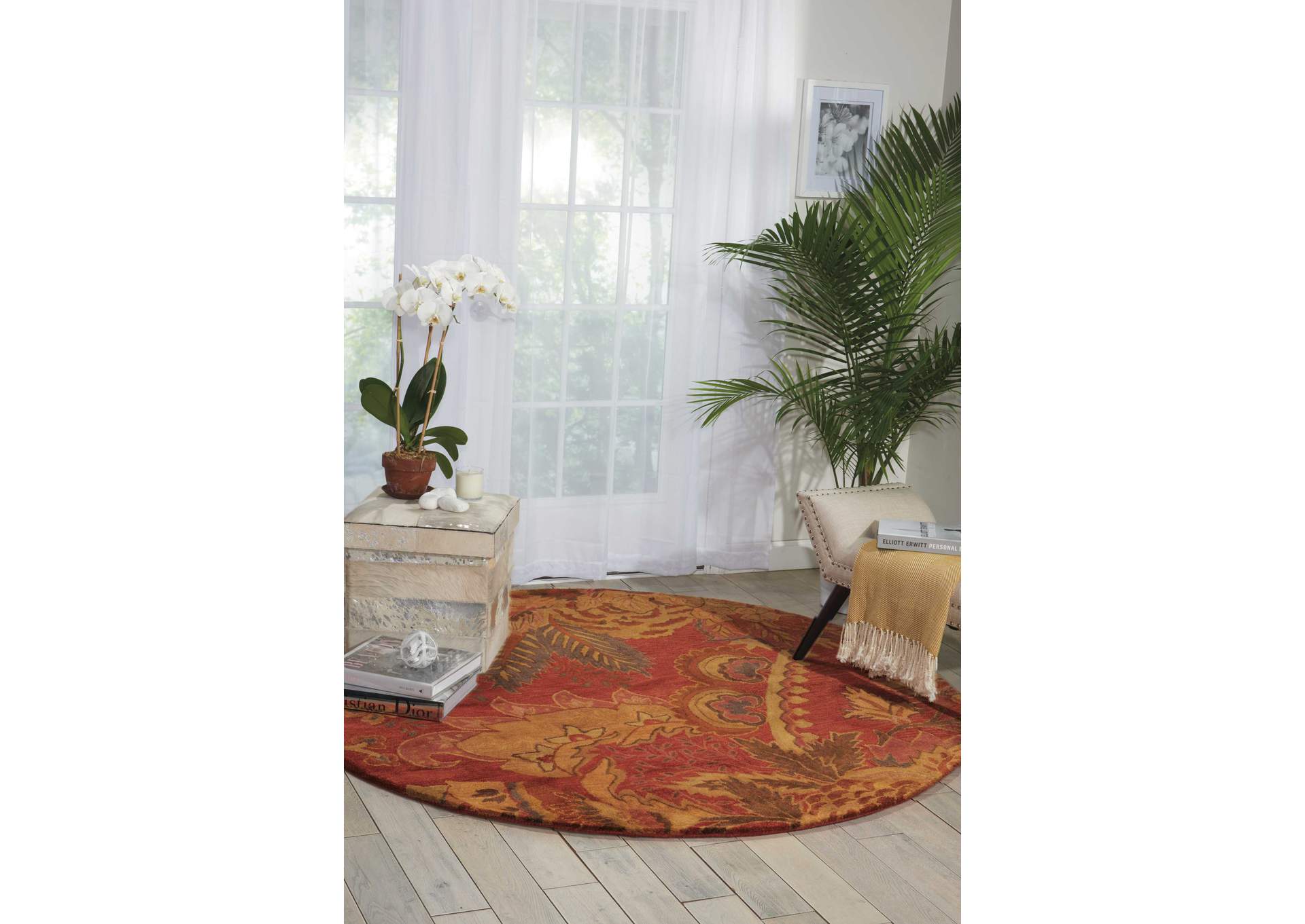 Nourison Jaipur JA43 Red Multicolor 6' Round Area Rug,Nourison