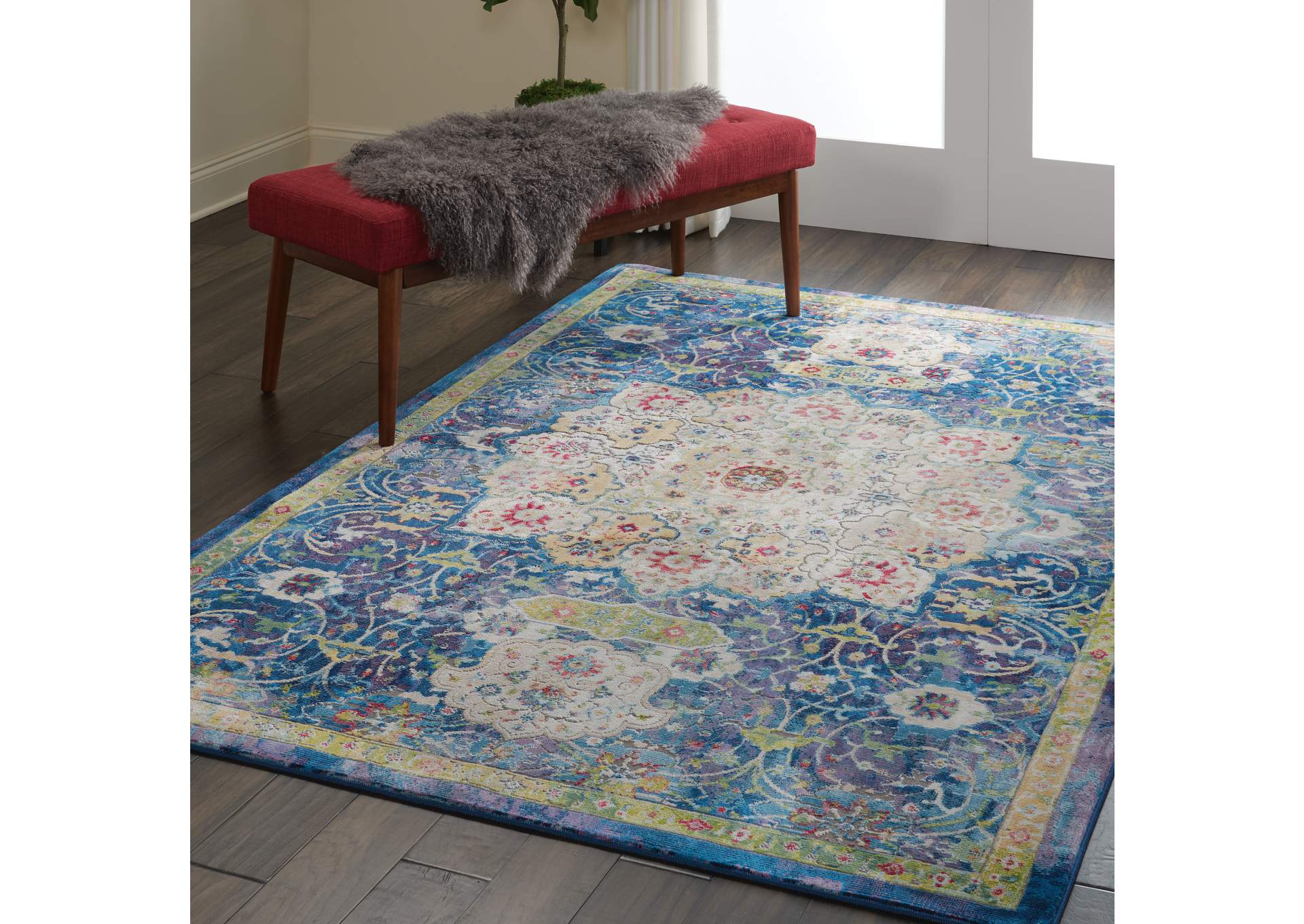 Nourison Ankara Global ANR03 Blue 5'x8' Oushak Area Rug,Nourison