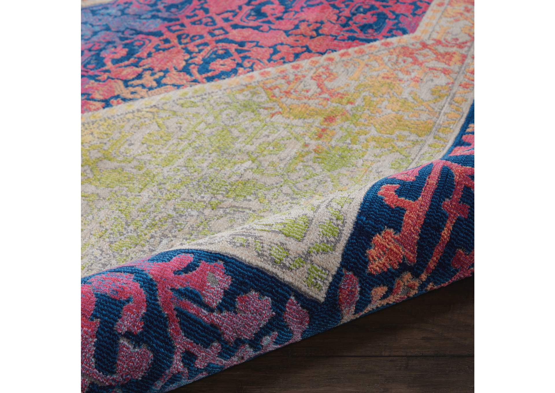 Nourison Ankara Global ANR04 Blue Multicolor 8'x10' Large Low-pile Rug,Nourison