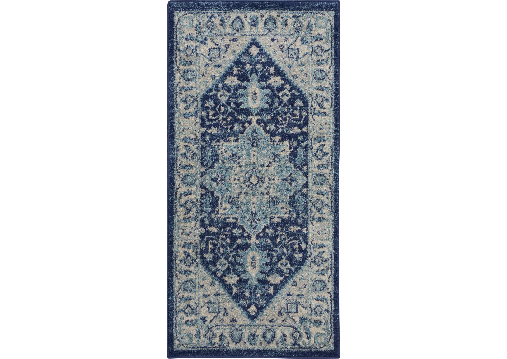 Nourison Tranquil 2'x4' Blue and White Persian Small Rug,Nourison