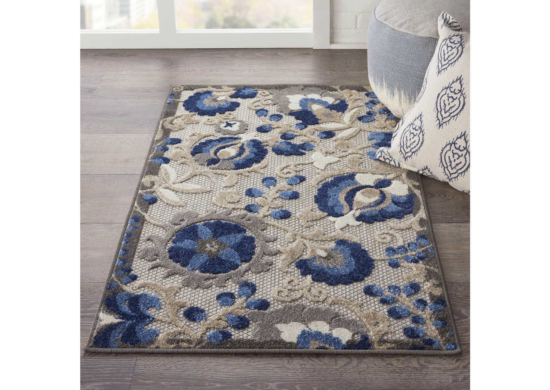 Nourison Aloha 3'x4' Blue Patio Area Rug,Nourison