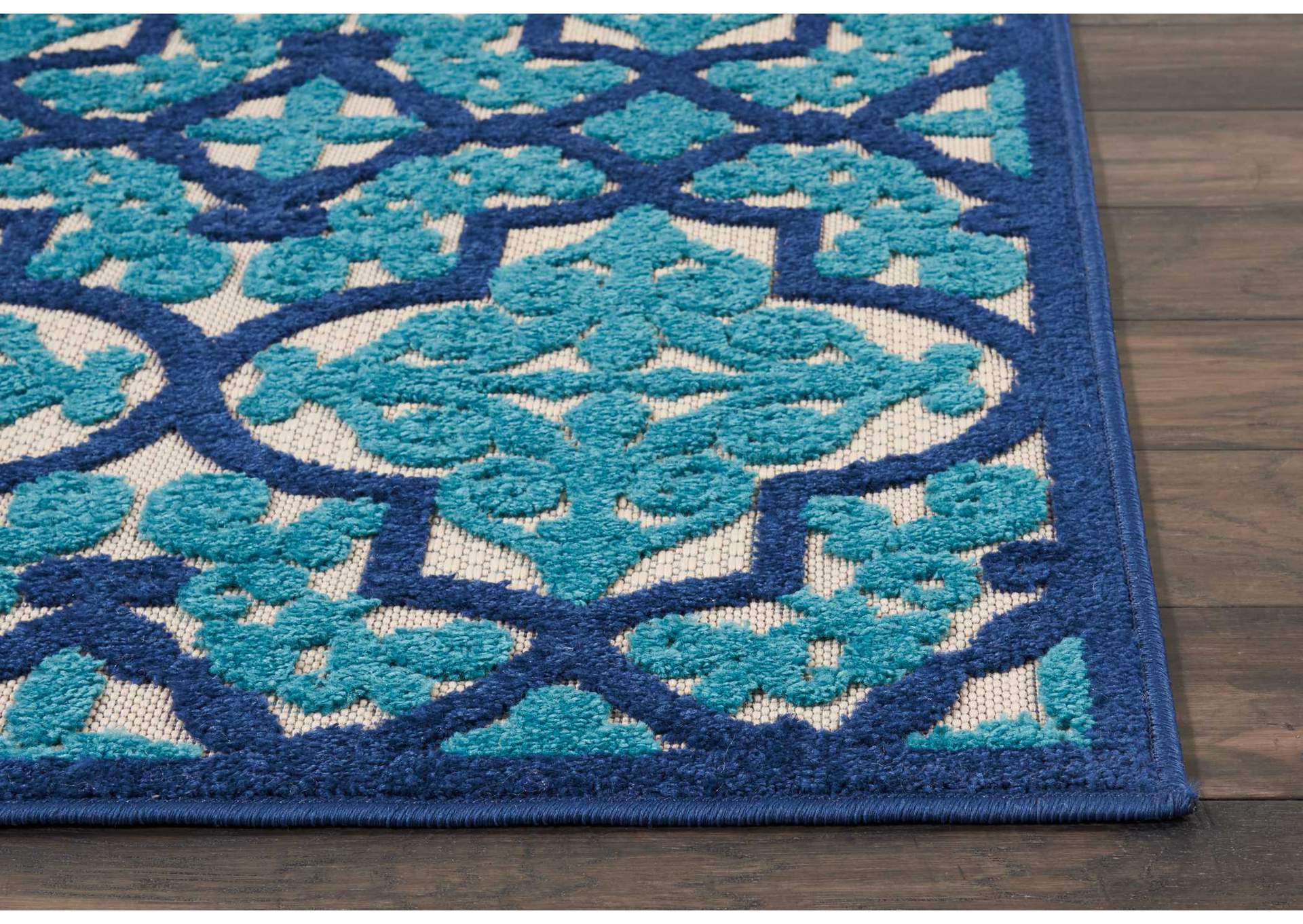 Nourison Aloha ALH14 Dark Blue and Ivory 3'x4' Indoor-outdoor Area Rug,Nourison