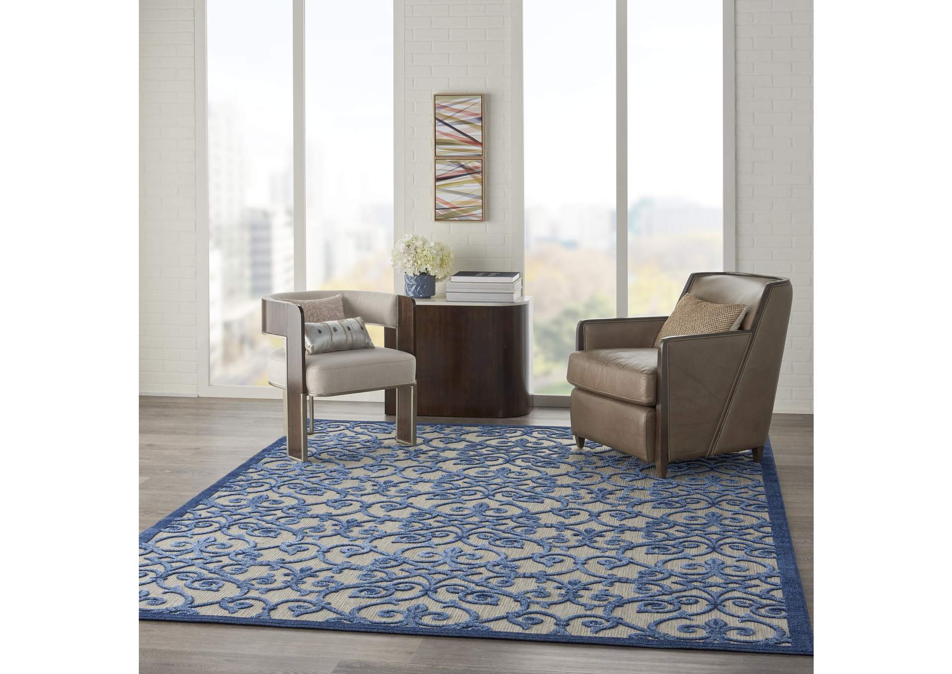 Nourison Aloha 10'x13' Blue Patio Area Rug,Nourison