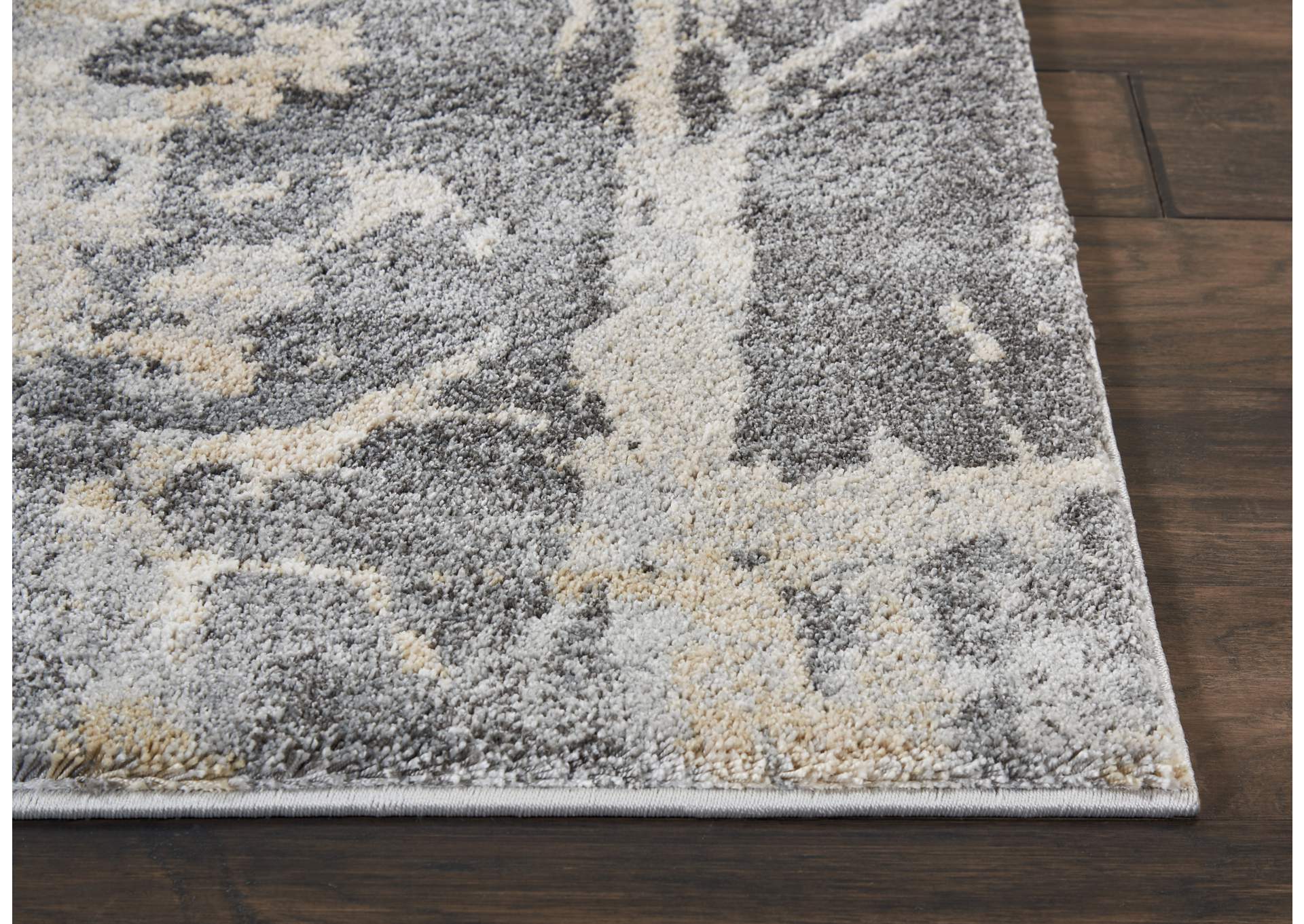 Nourison Fusion FSS10 Beige and Grey 8' Runner Plush Shag Hallway Rug,Nourison
