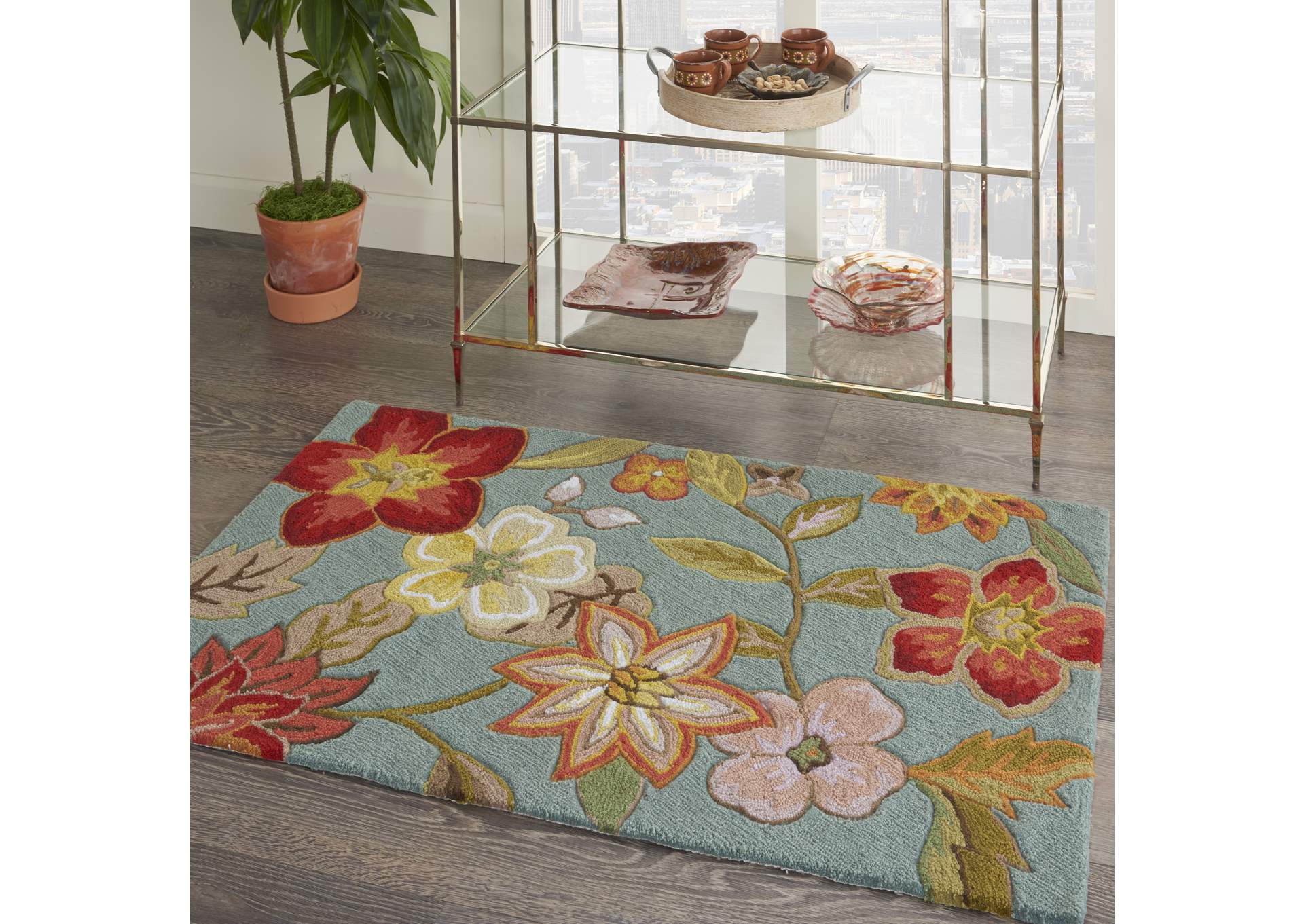 Nourison Fantasy 2'x4' Blue Area Rug,Nourison