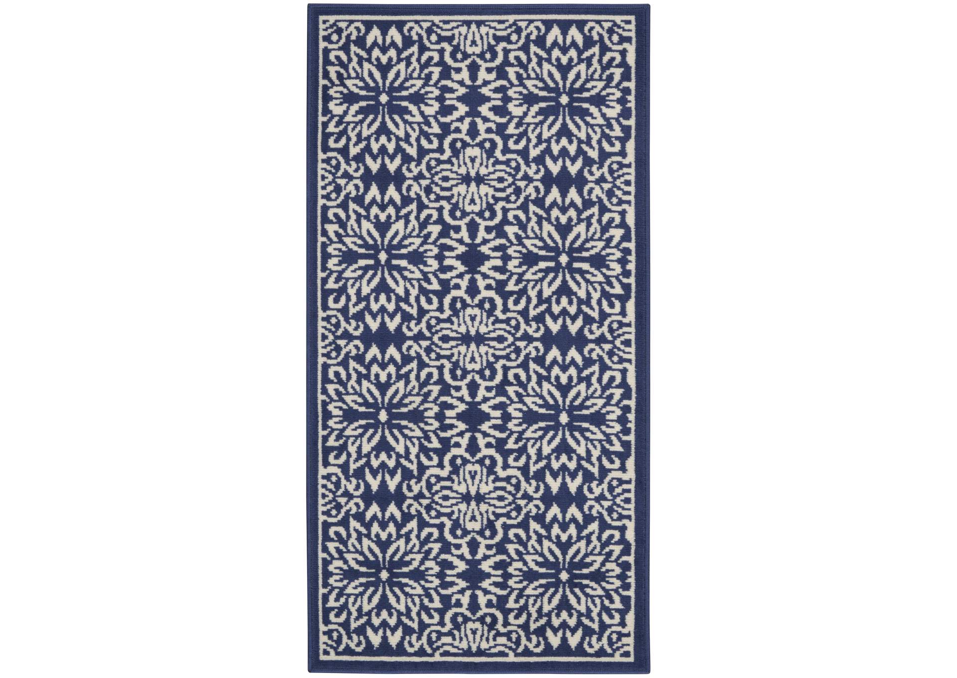 Nourison Jubilant 2' x 4' Navy Ivory Transitional Area Rug,Nourison