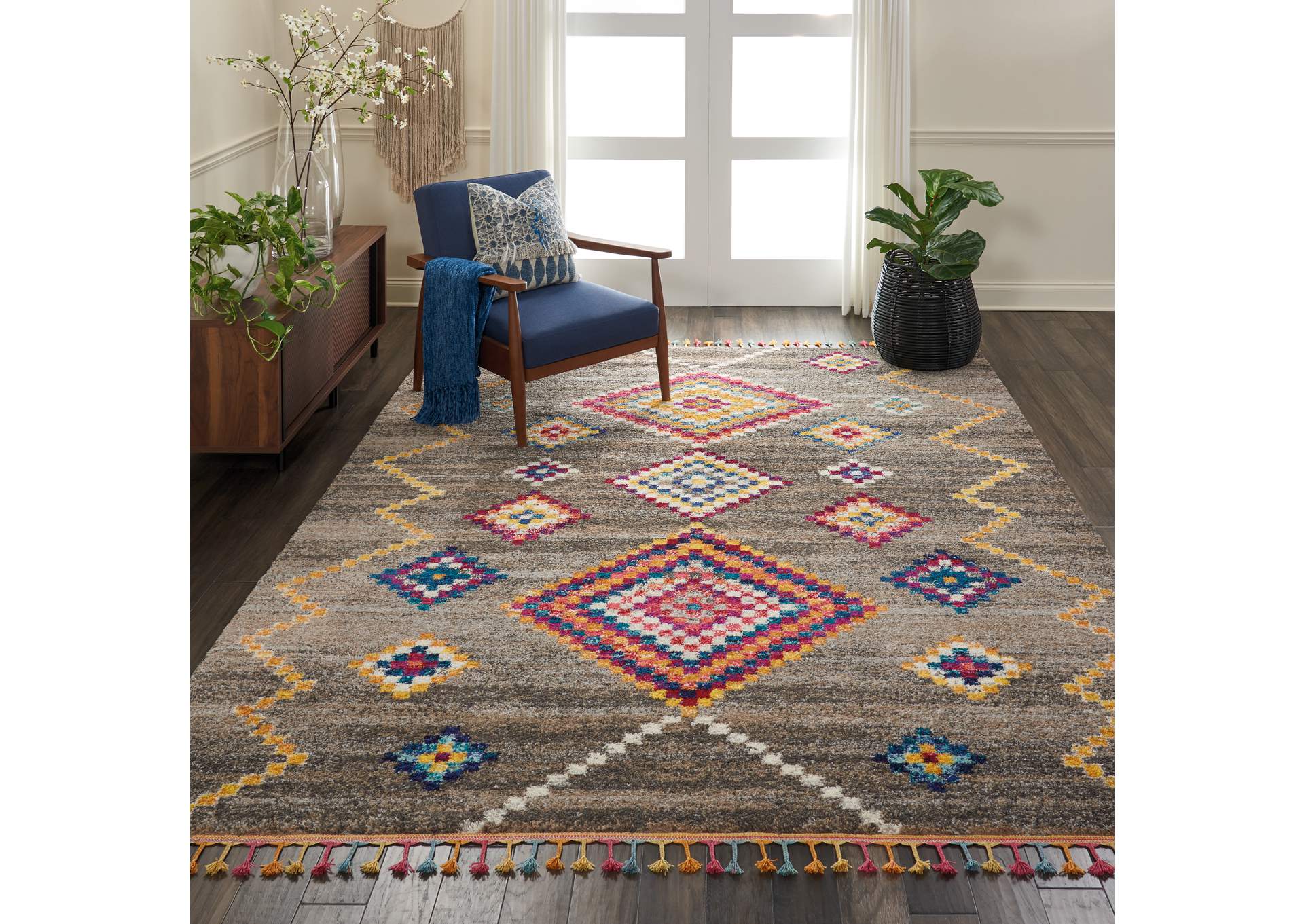 Nourison Nomad NMD05 Grey Multicolor 8'x11' Oversized Rug,Nourison