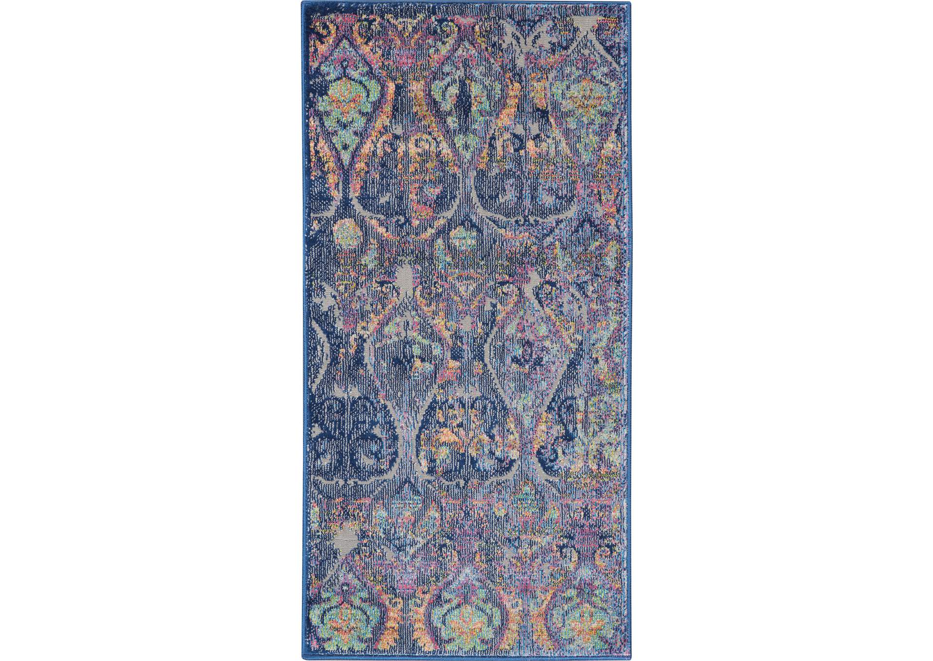 Nourison Ankara Global ANR08 Navy Blue Multicolor Moroccan Area Rug,Nourison