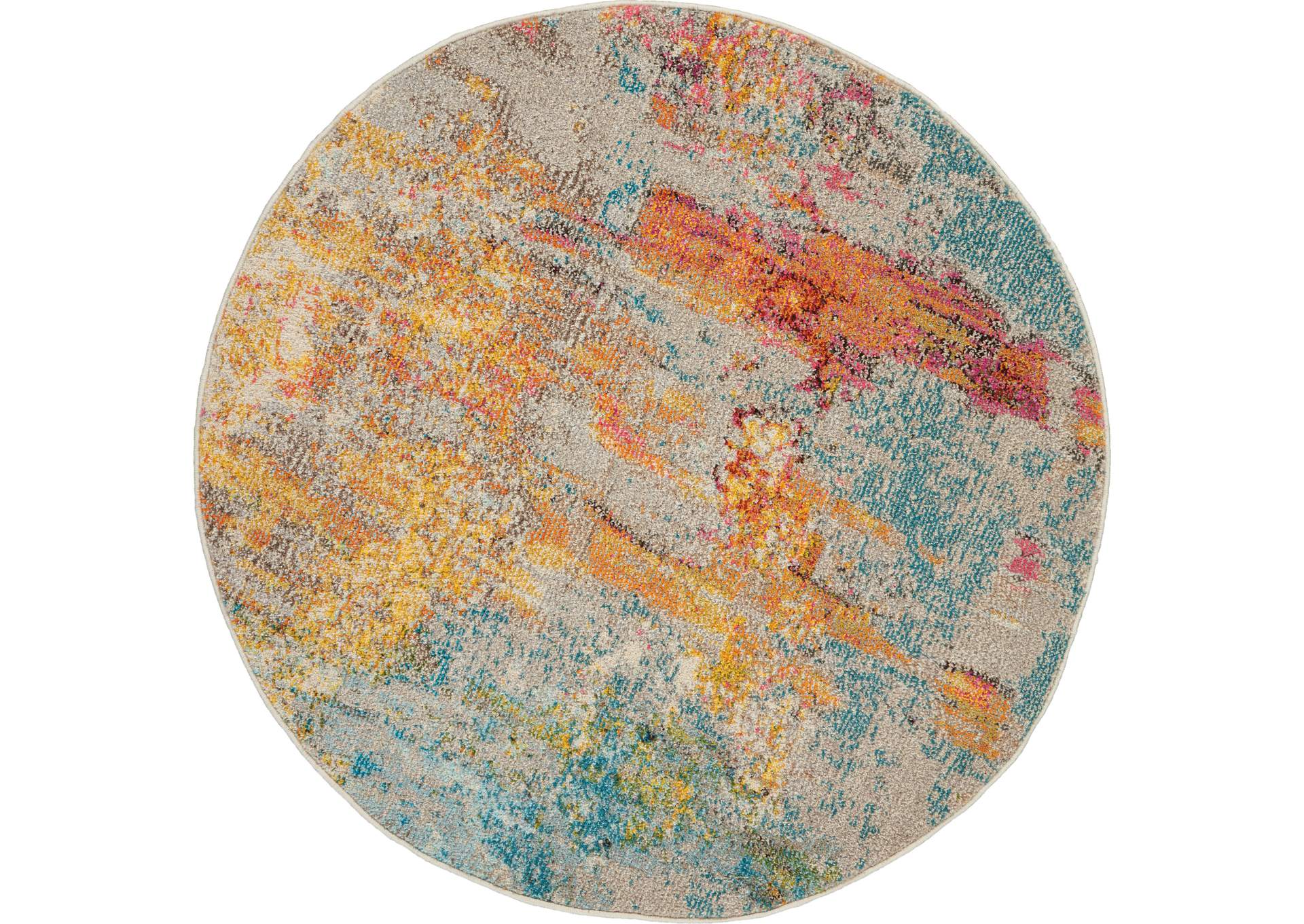 Nourison Celestial CES02 Multicolor 5' Round Abstract Area Rug,Nourison