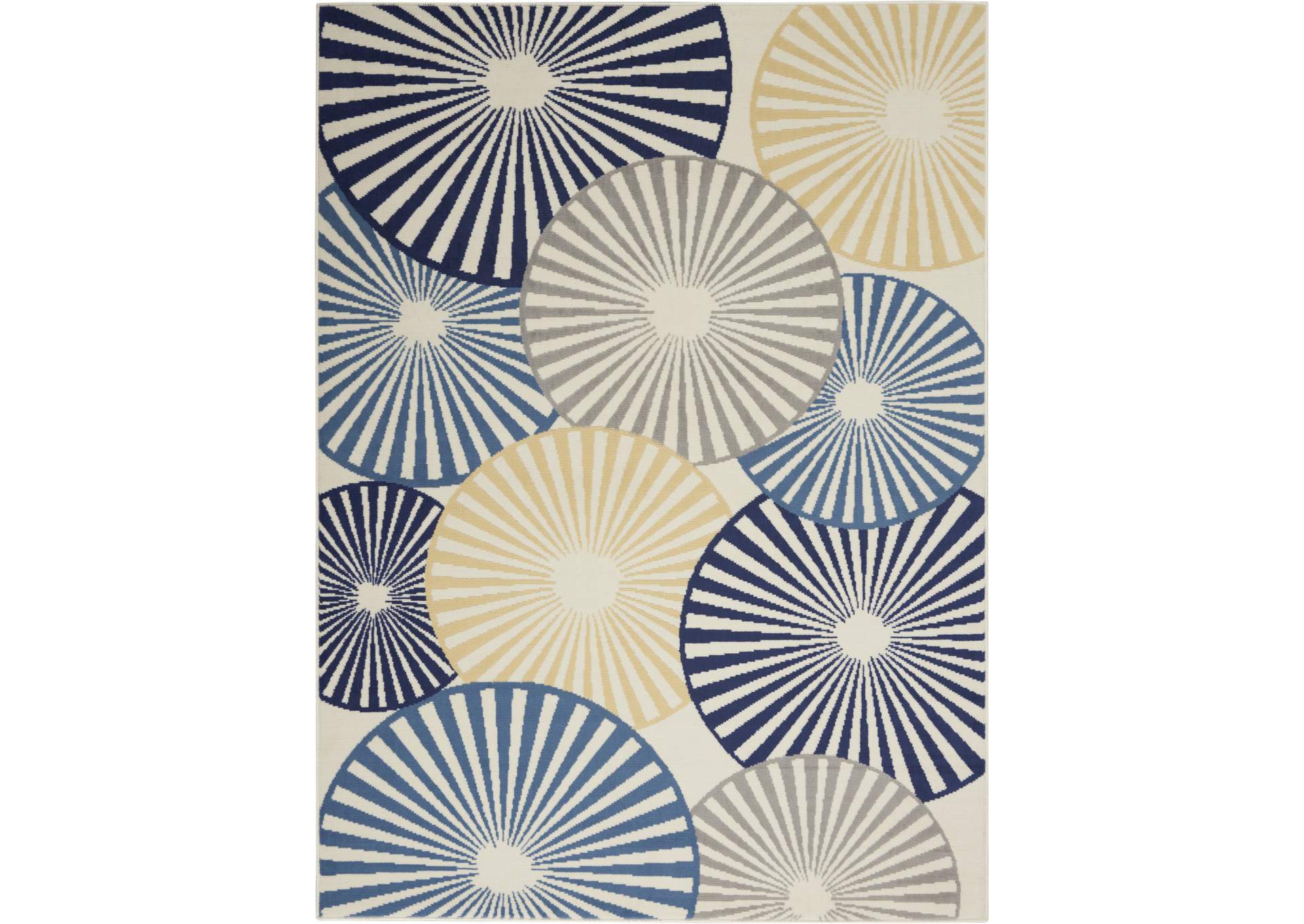 Nourison Grafix GRF20 White and Blue 5'x7' Area Rug,Nourison