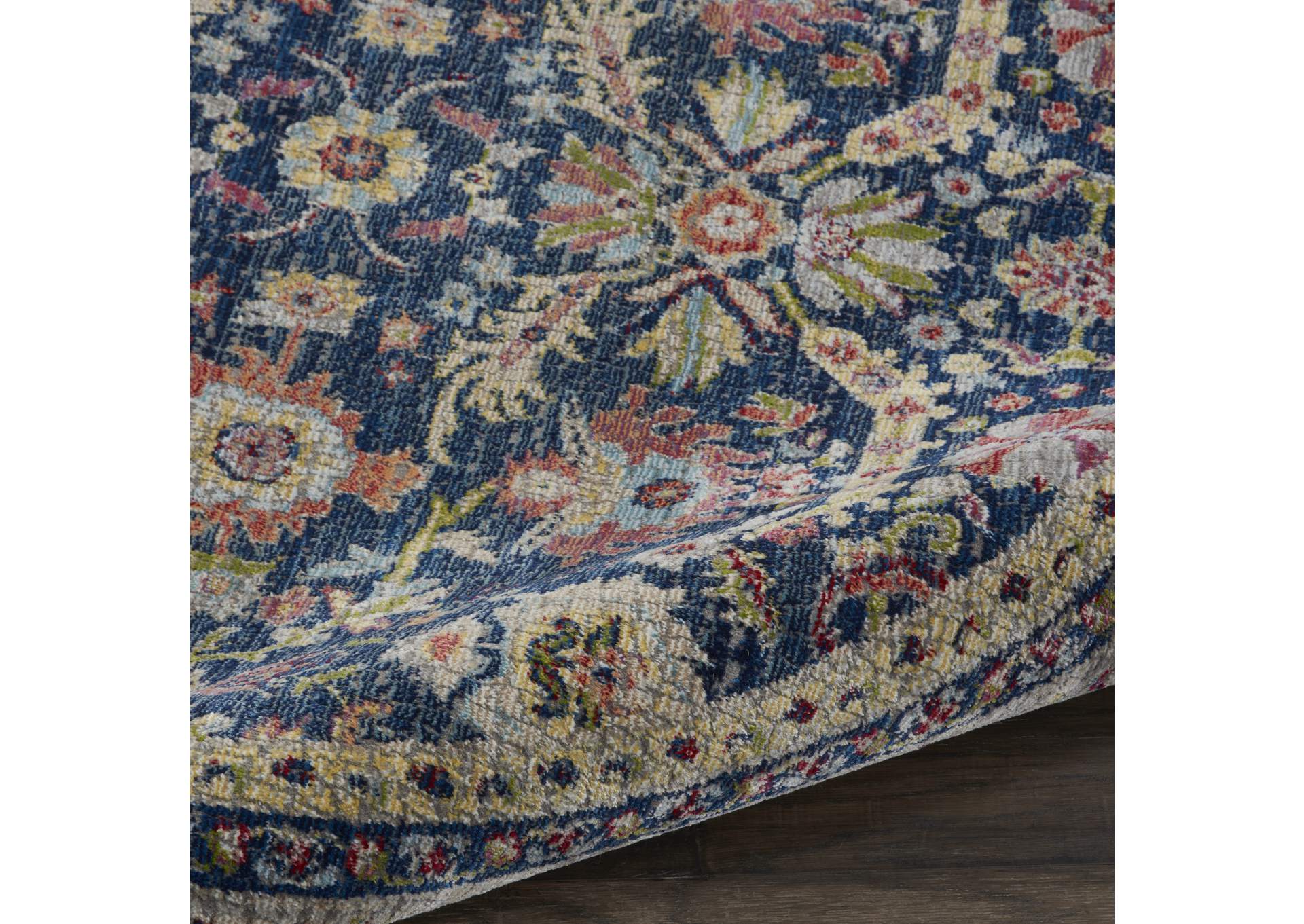 Nourison Ankara Global ANR13 Navy Blue Multicolor 4' Round Persian Area Rug,Nourison