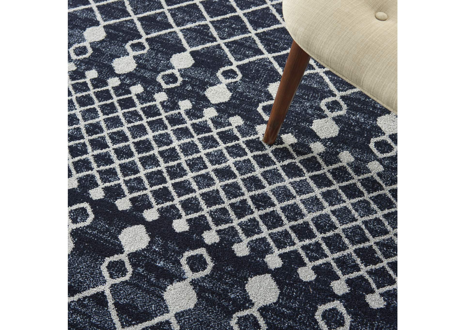 Nourison Palermo 8' x 10" Navy and Grey Distressed Bohemian Area Rug,Nourison