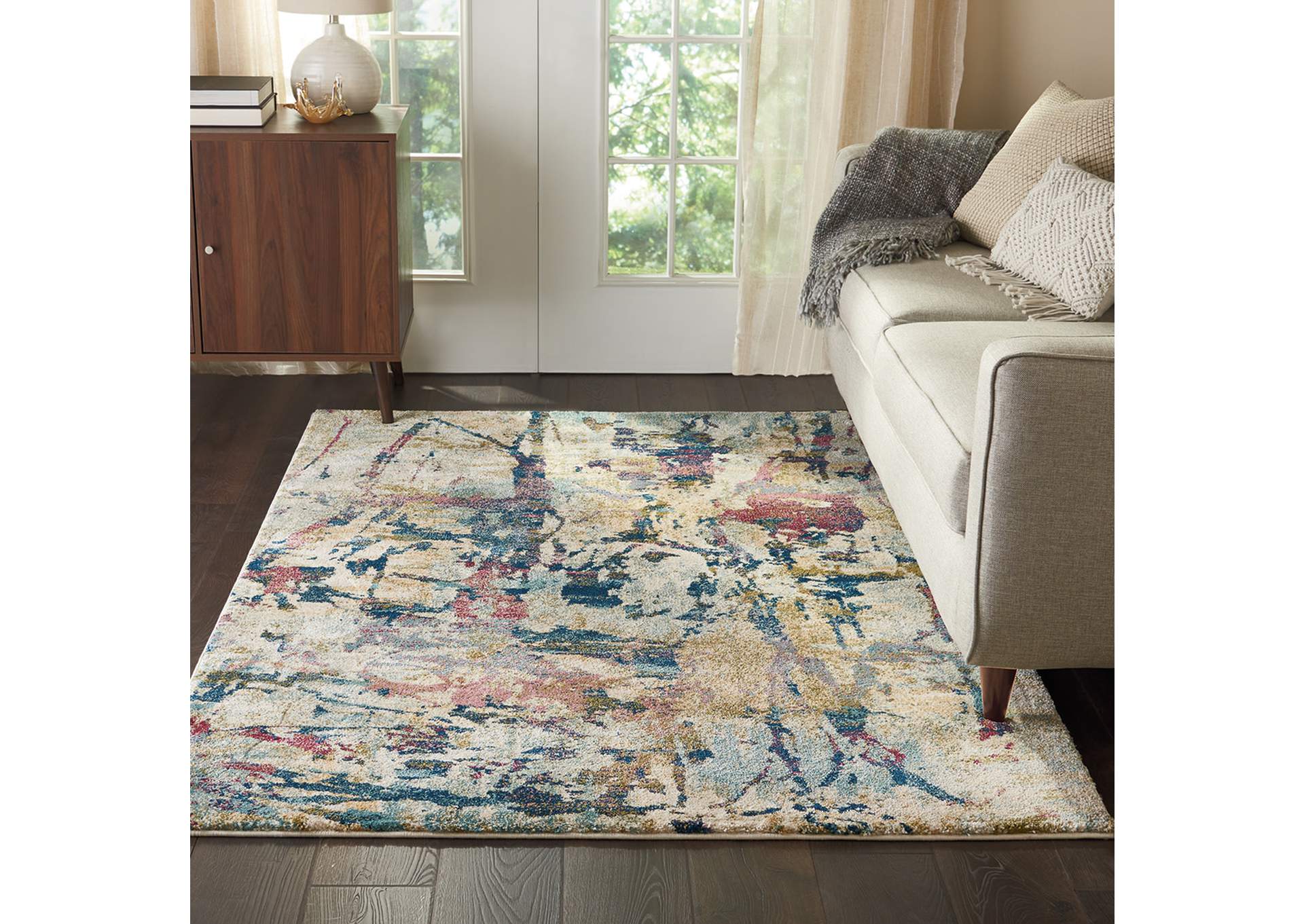 Nourison Fusion FSS10 Multicolor 5'x7' Colorful Area Rug,Nourison